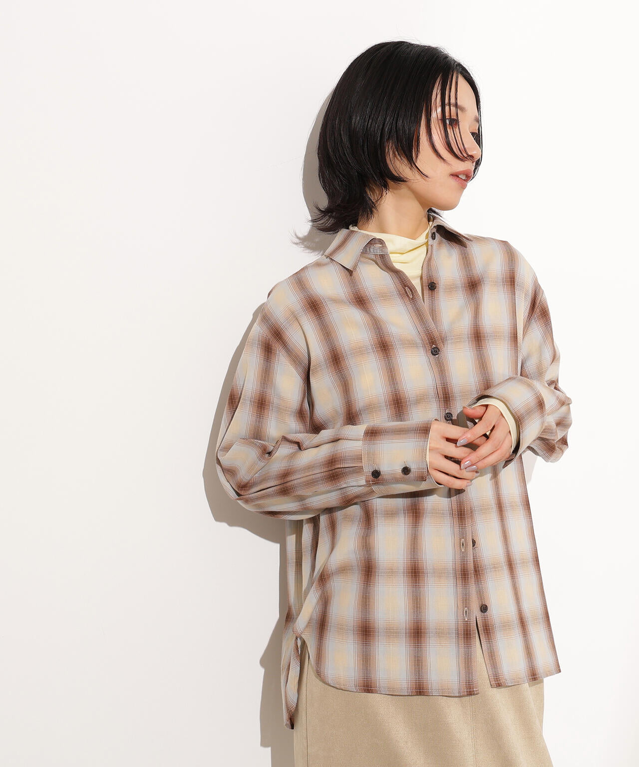 岸本セシルさん着用】チェックオーバーシャツ | N. Natural Beauty