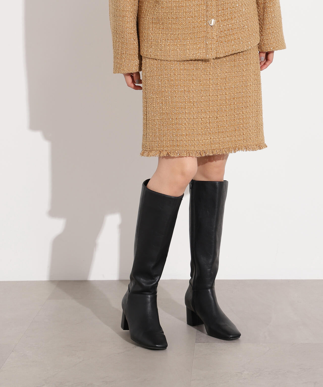 【新品タグ付き】ナチュラルビューティーベーシック　ツイード素材スカートスーツM黒 ツイード SETUP スカート | N. Natural Beauty Basic*（エヌ