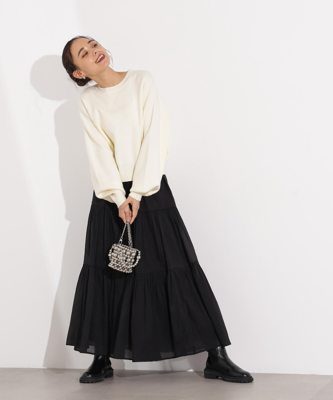 オーガンジーティアードスカート