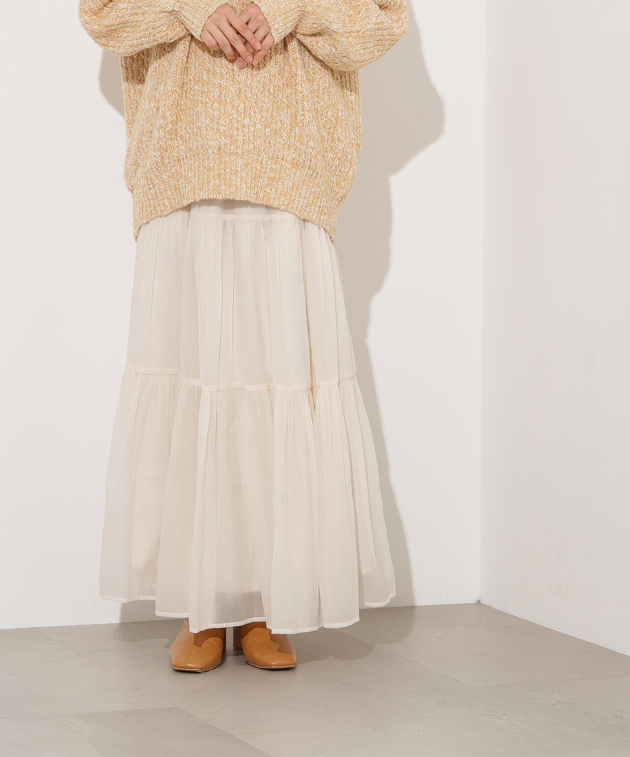 オーガンジーティアードスカート