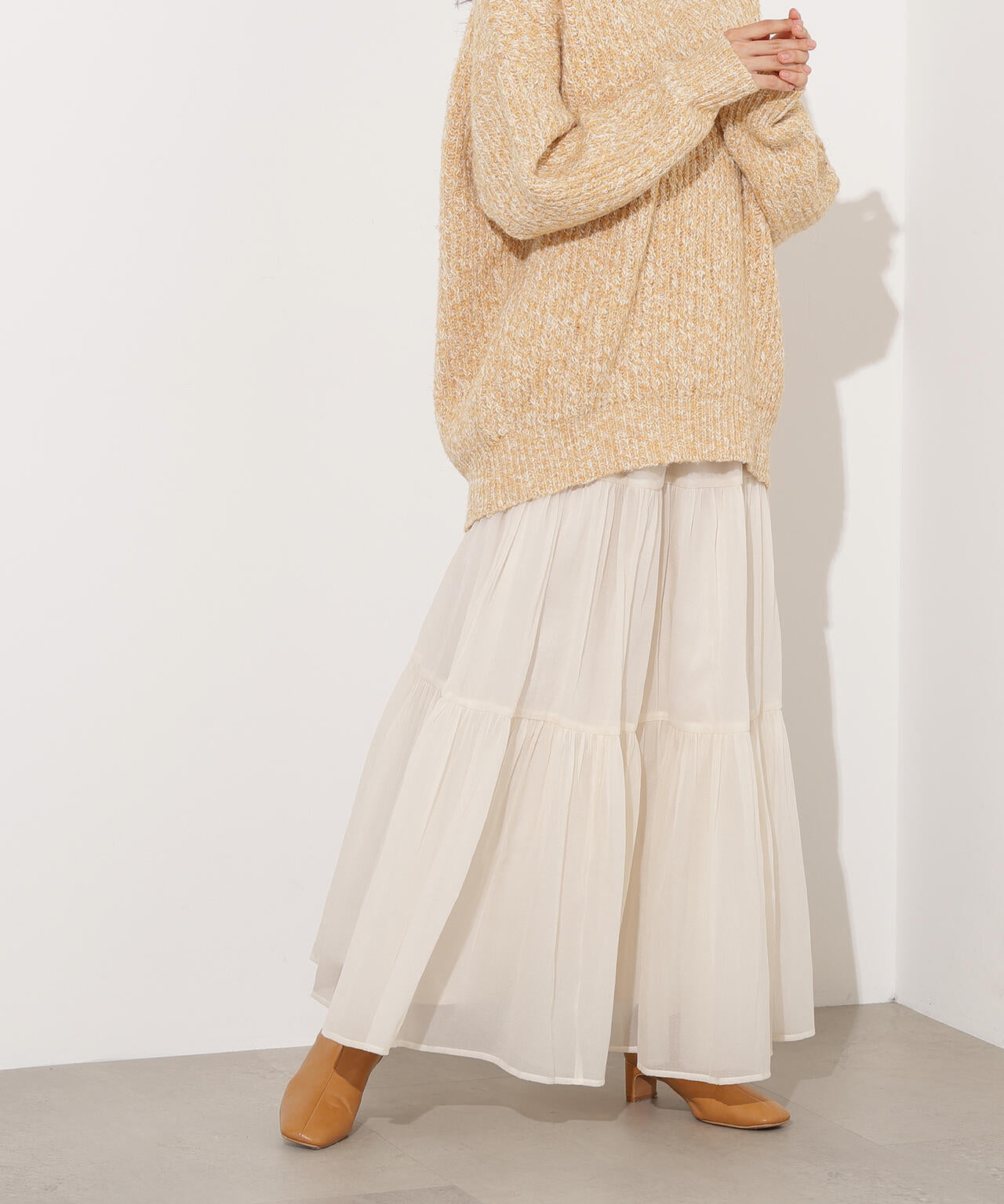 オーガンジーティアードスカート