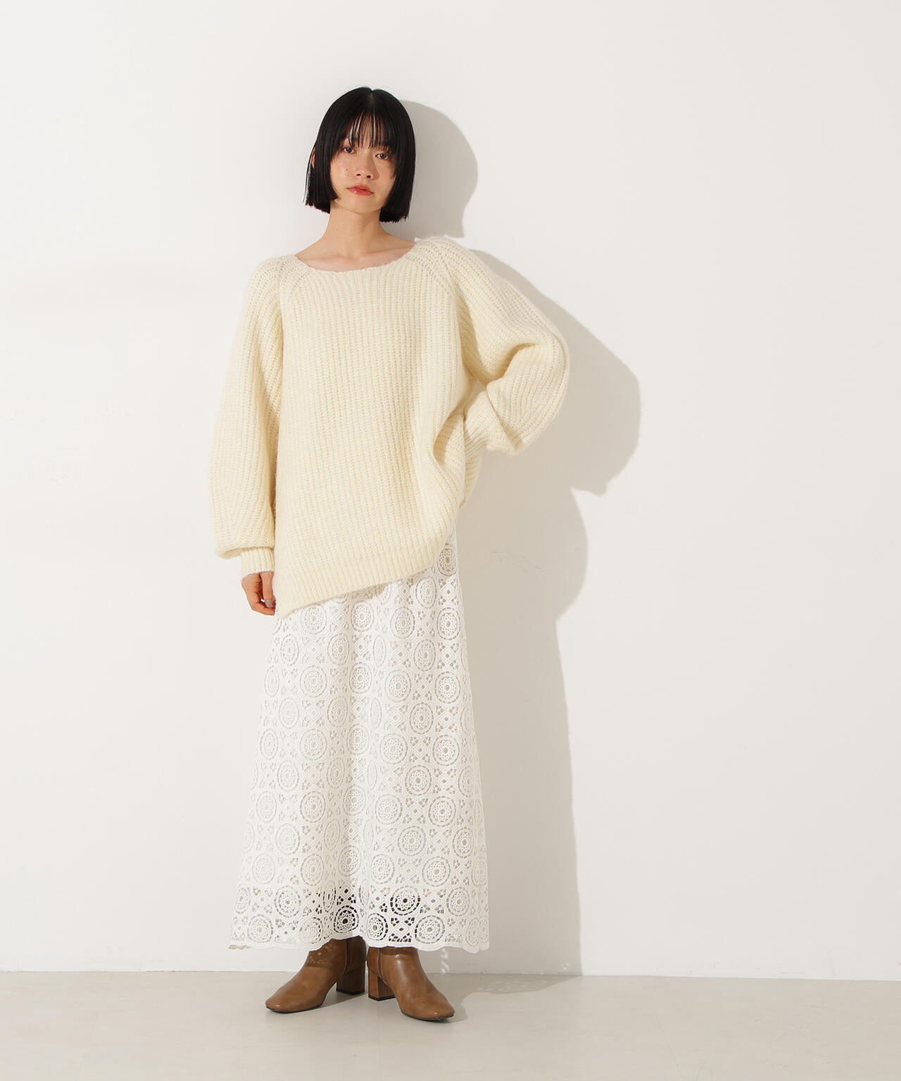 岸本セシルさん着用】ヴィンテージライクレーススカート | N. Natural