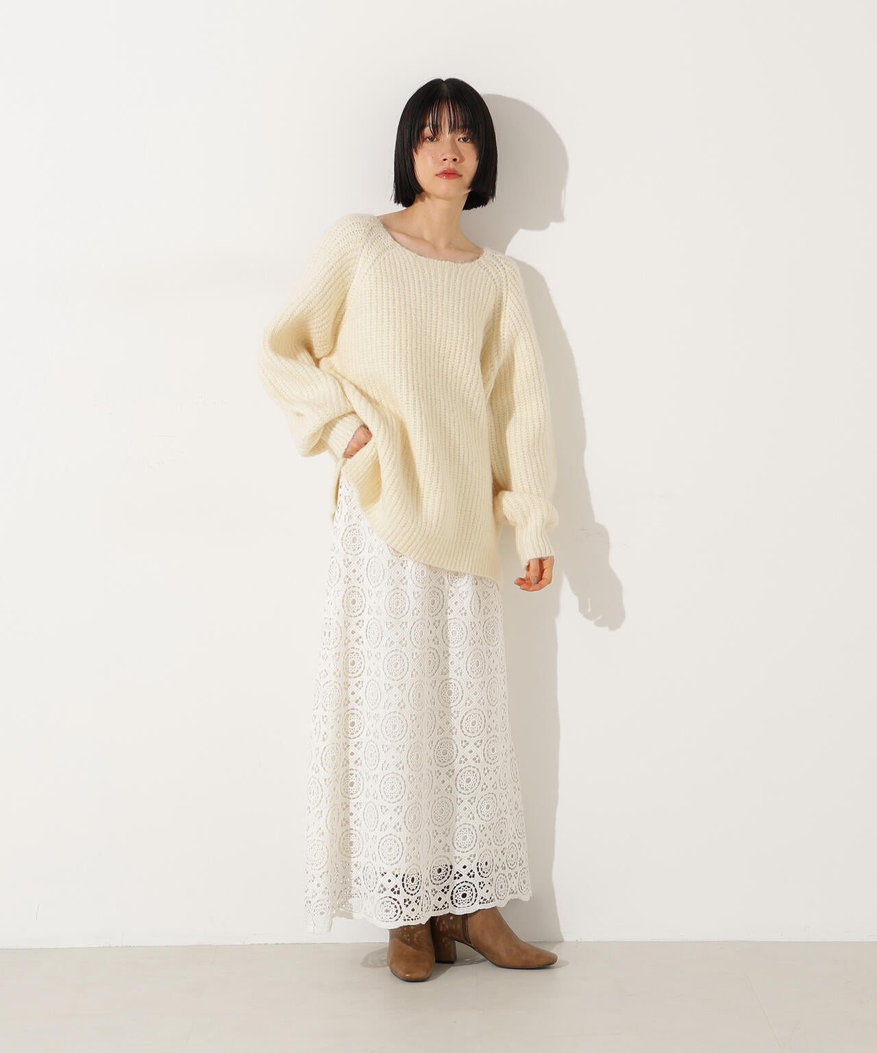 岸本セシルさん着用】ヴィンテージライクレーススカート | N. Natural