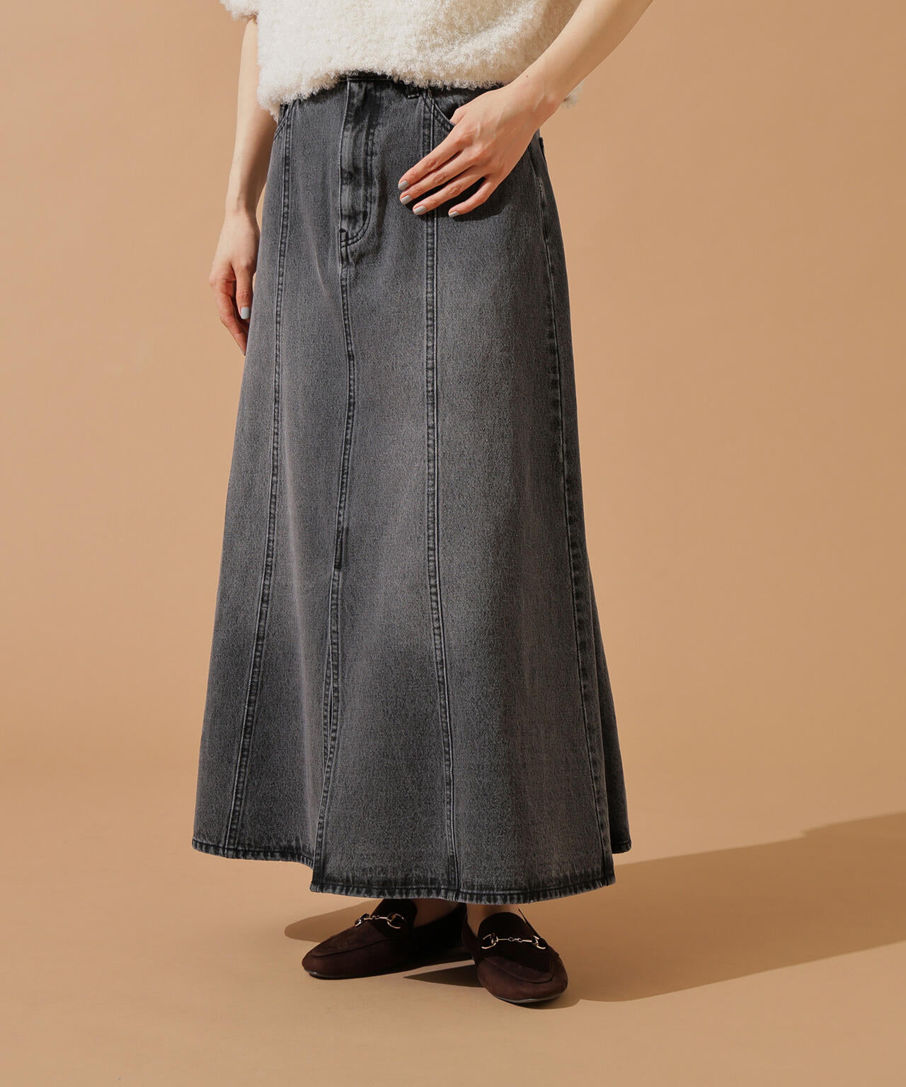 【小室安未さん着用】パネル切替デニムフレアスカート