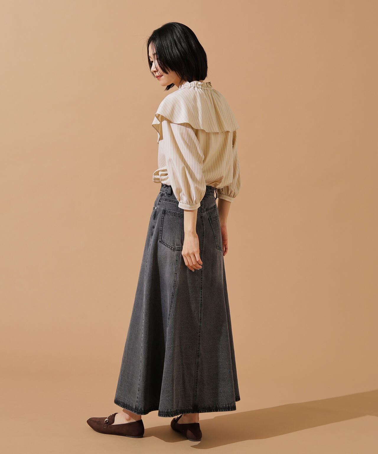 【小室安未さん着用】パネル切替デニムフレアスカート