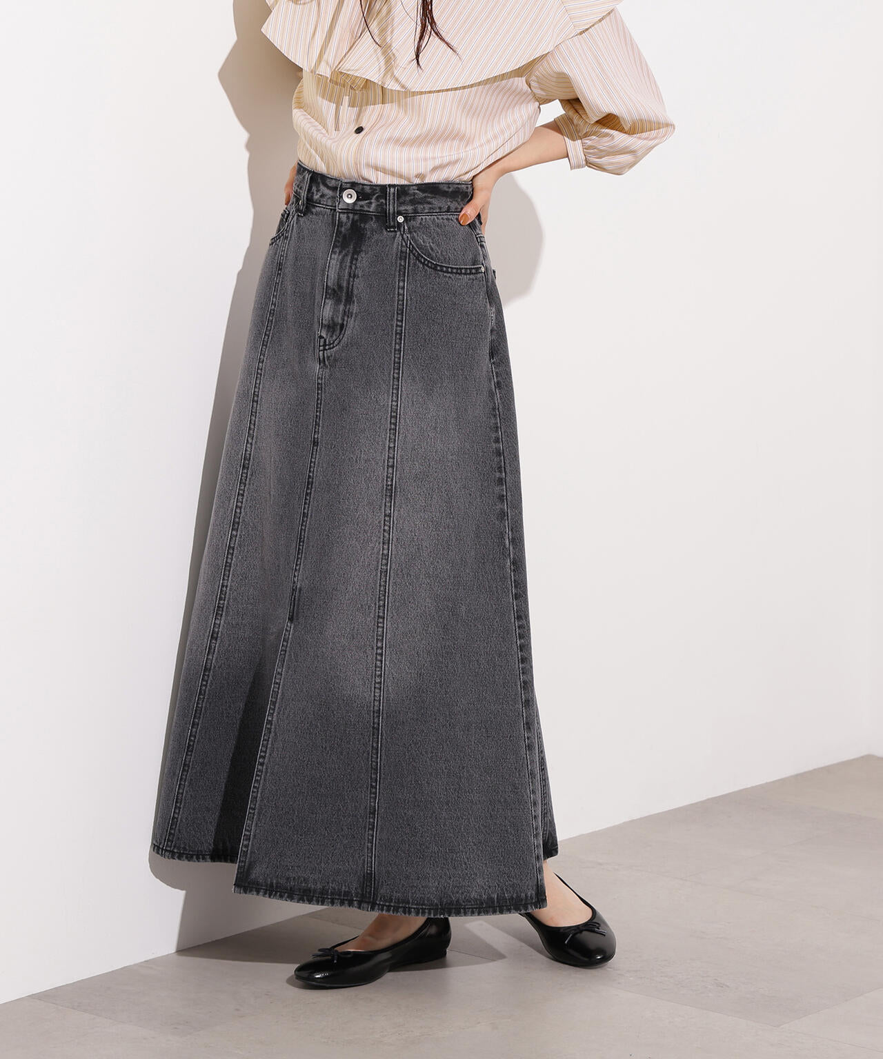 小室安未さん着用】パネル切替デニムフレアスカート | N
