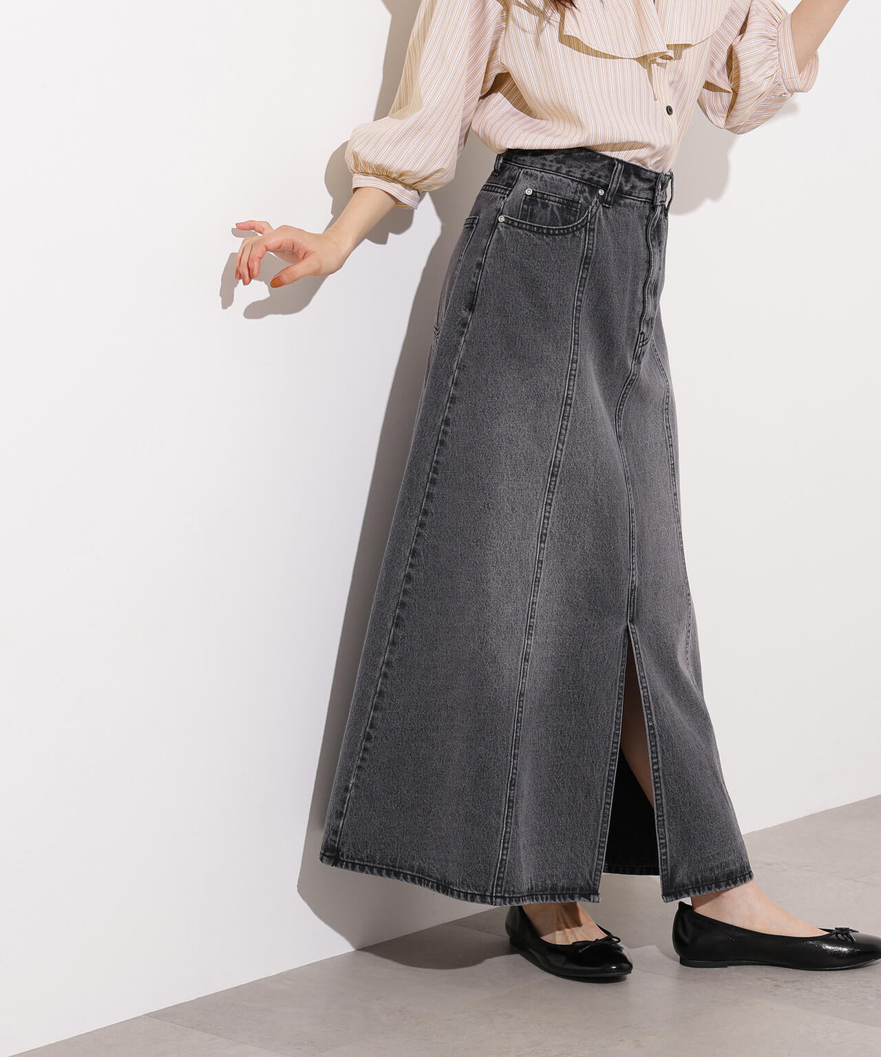 【小室安未さん着用】パネル切替デニムフレアスカート