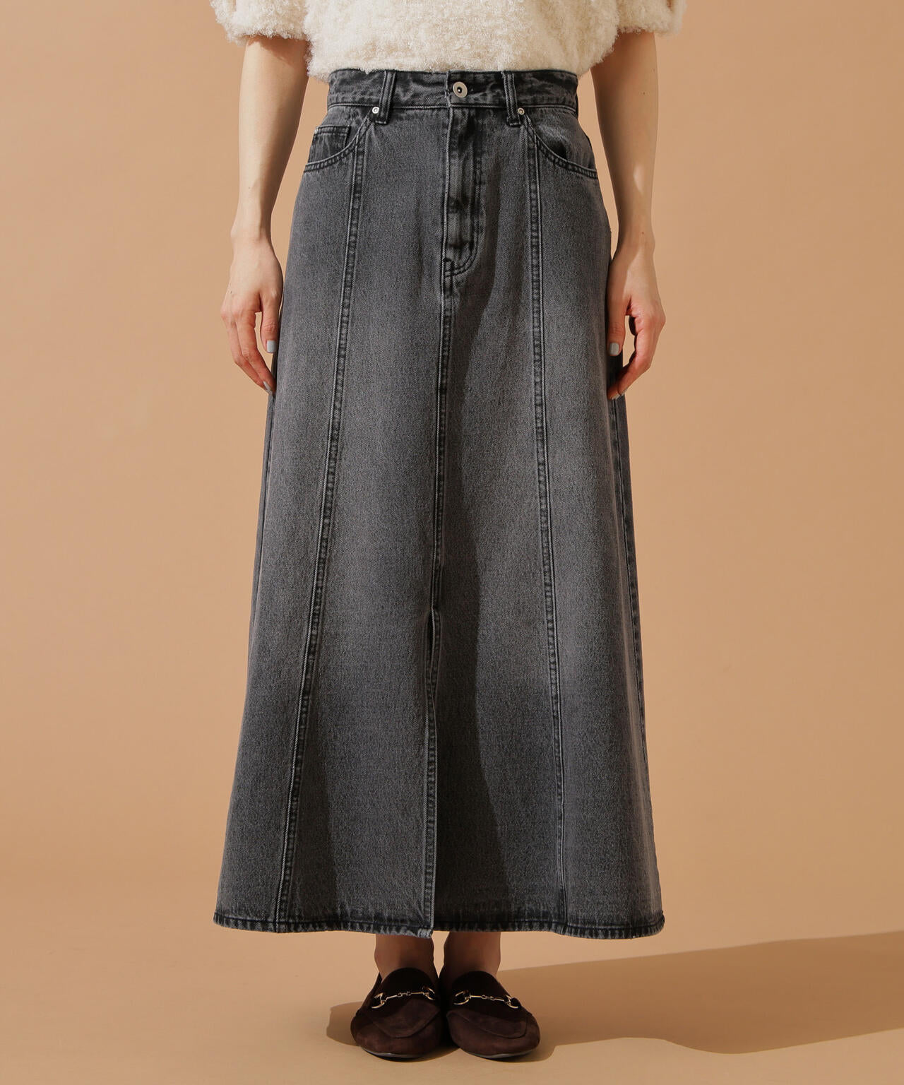 【小室安未さん着用】パネル切替デニムフレアスカート