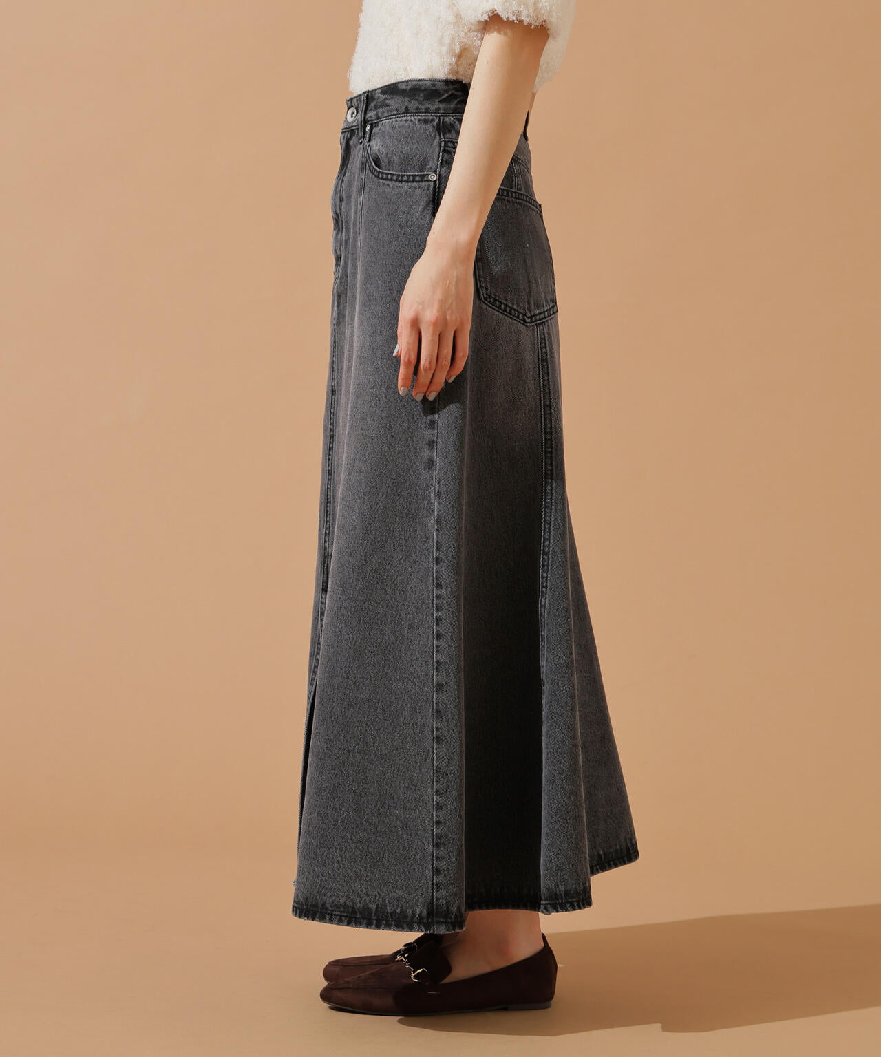 【小室安未さん着用】パネル切替デニムフレアスカート