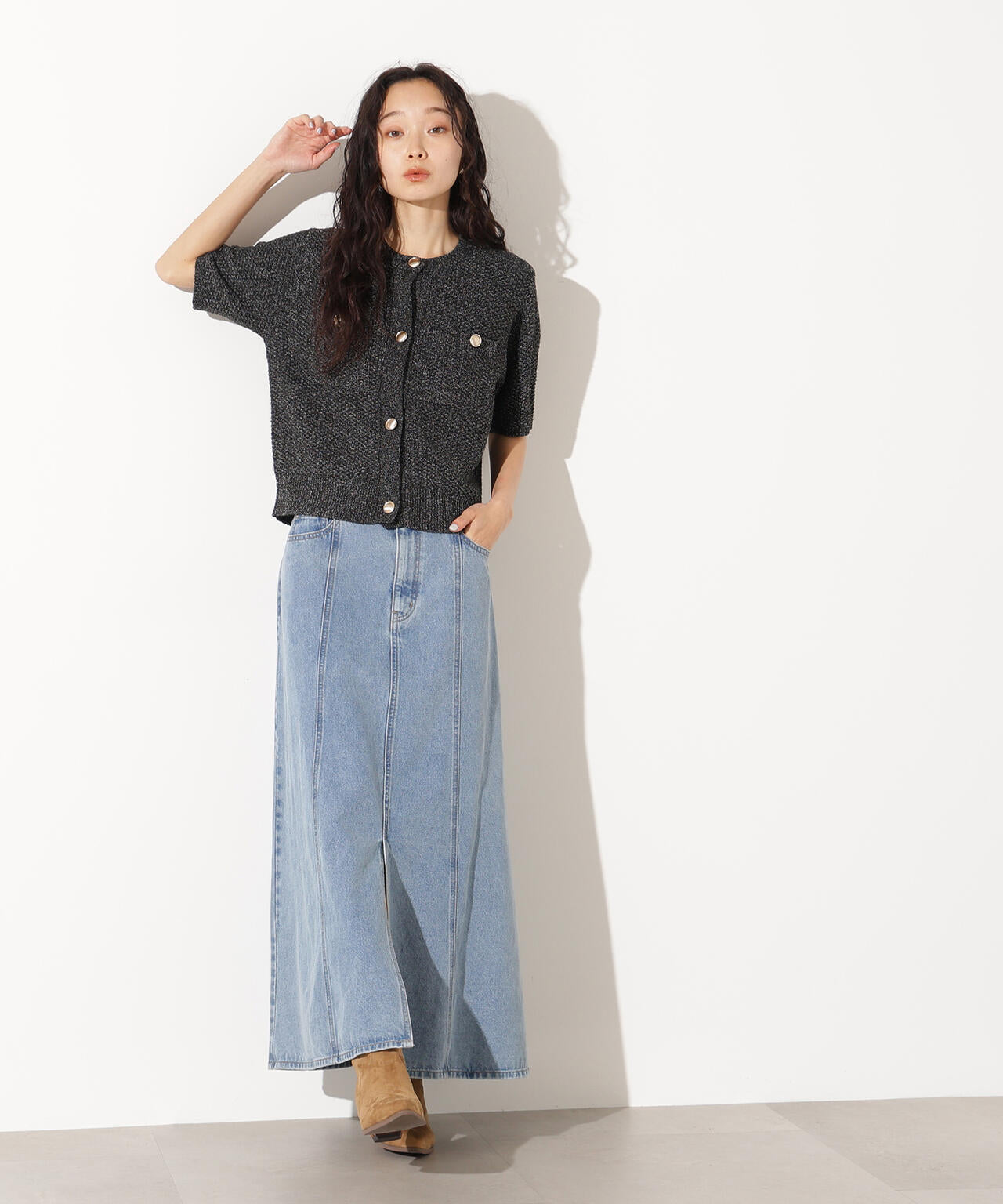 小室安未さん着用】パネル切替デニムフレアスカート | N. Natural