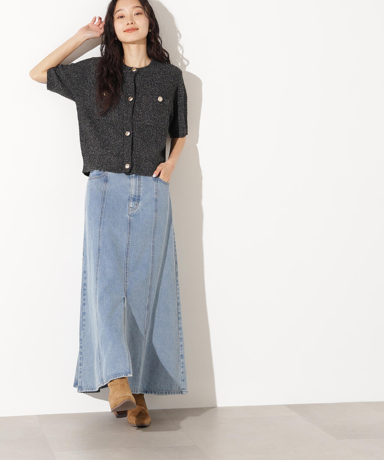 小室安未さん着用】パネル切替デニムフレアスカート | N. Natural