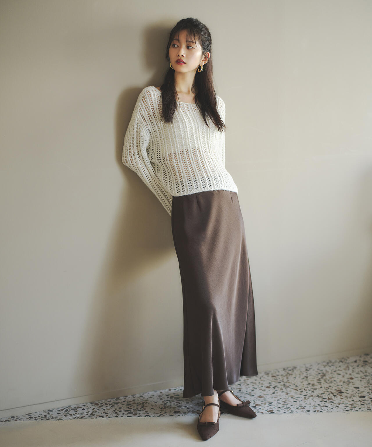 【岸本セシルさん着用】【小室安未さん着用】サテンナロースカート