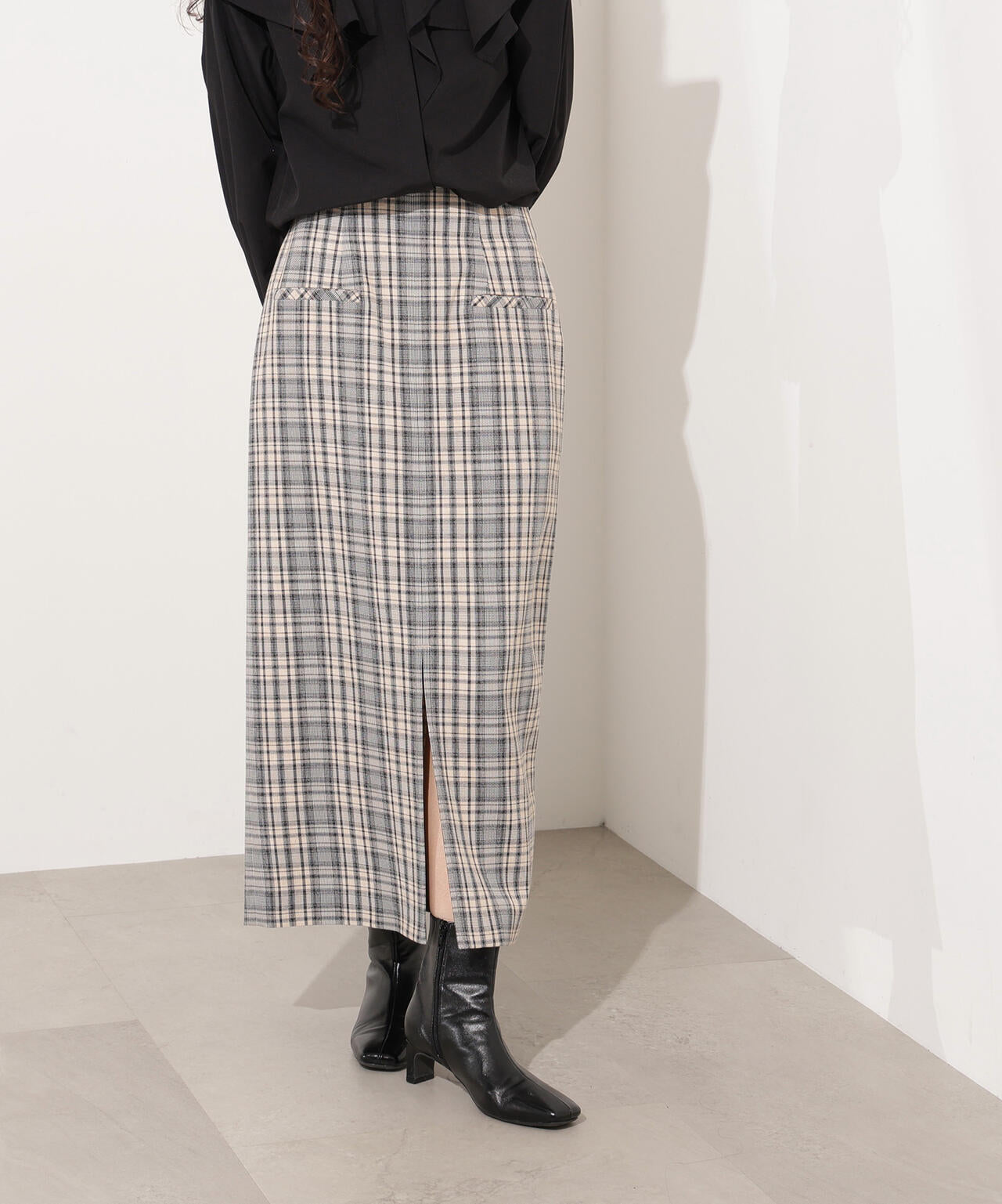 新品♡タグ付♡ダイアグラム♡イレギュラ－チュ－ルスカート♡ブラウン 小室安未さん着用】ハイウエストチェックナロースカート《ブラウン系