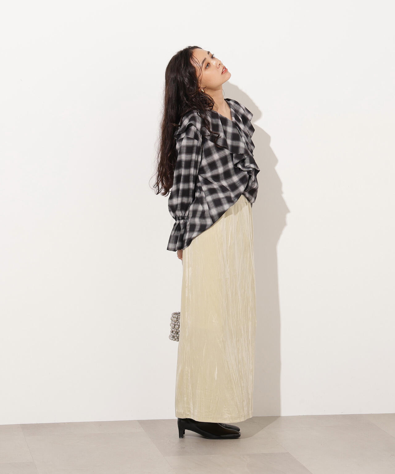 【岸本セシルさん着用】ベロアナローマキシスカート