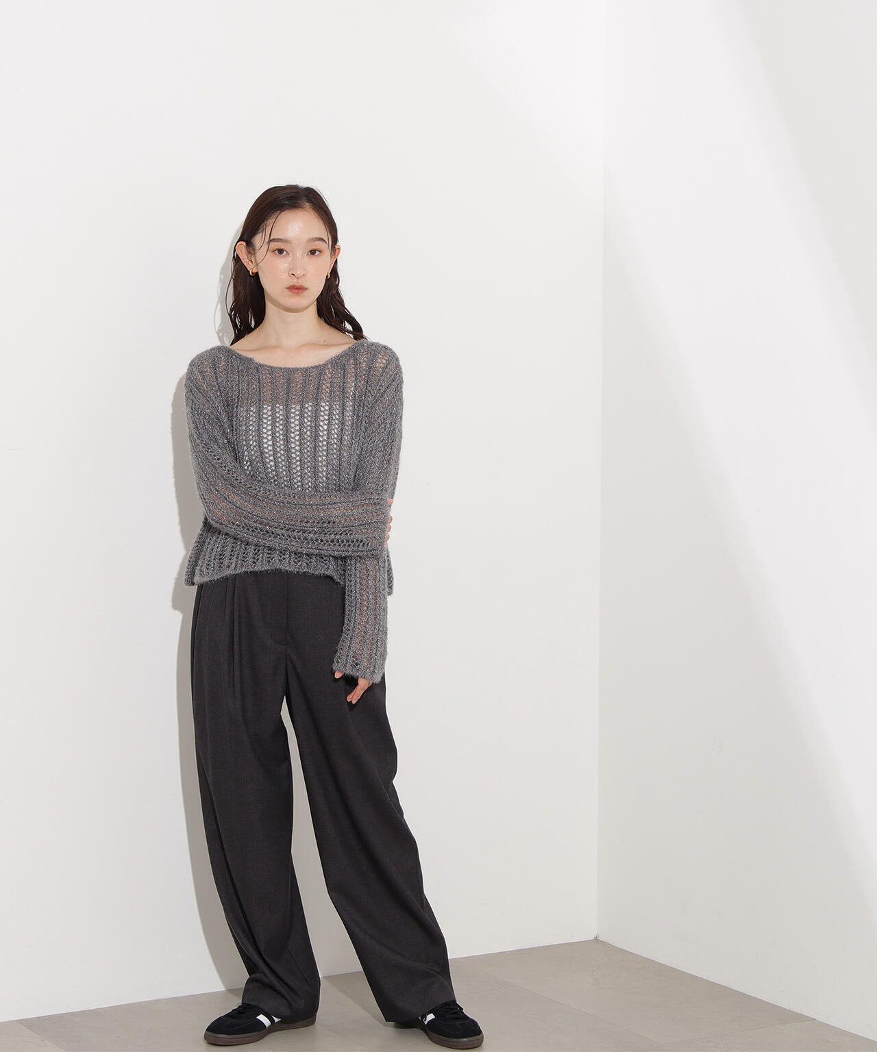 【岸本セシルさん着用】リラックスタックワイドパンツ