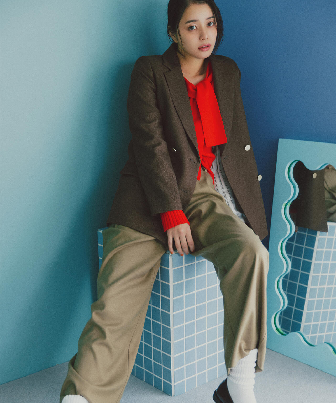 岸本セシルさん着用】リラックスタックワイドパンツ | N. Natural