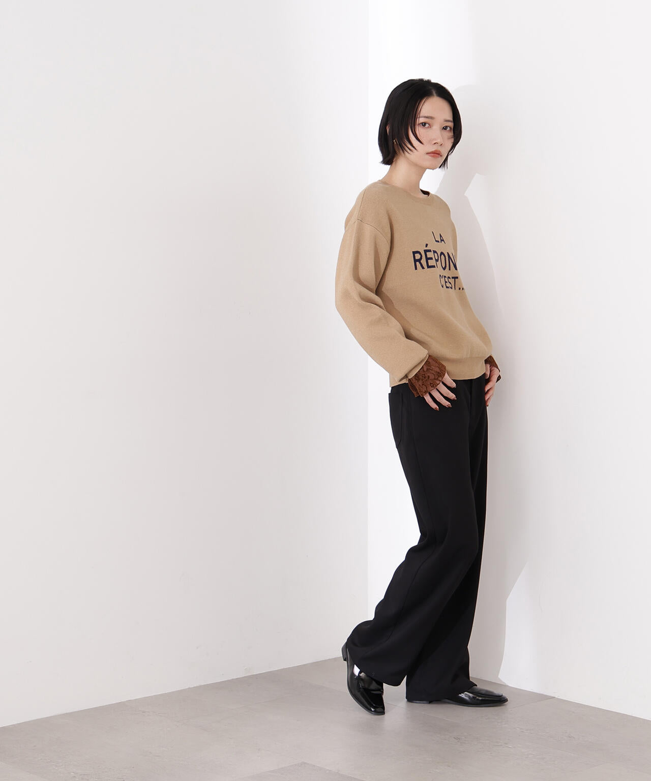 【岸本セシルさん着用】ベーシックツイルワイドパンツ