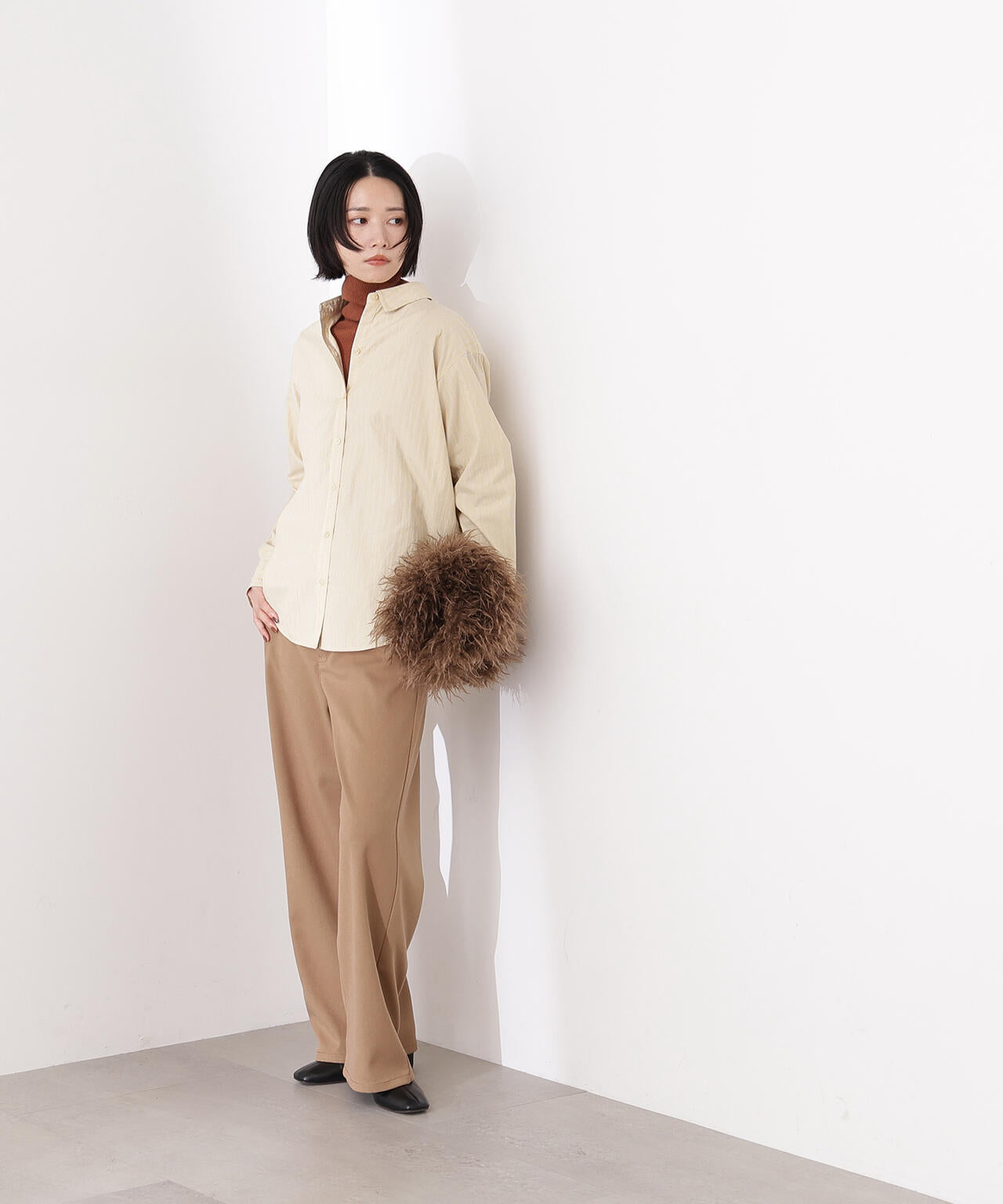 メル42469です。 岸本セシルさん着用】ベーシックツイルワイドパンツ | N