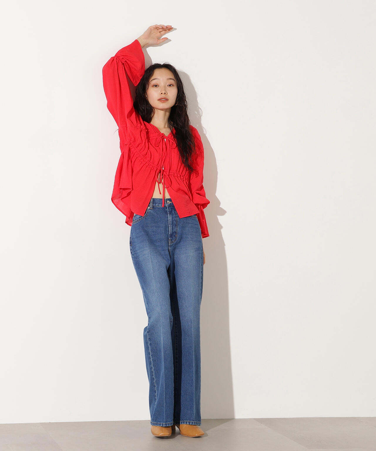 【岸本セシルさん着用】【小室安未さん着用】センタープレスフレアデニムパンツ