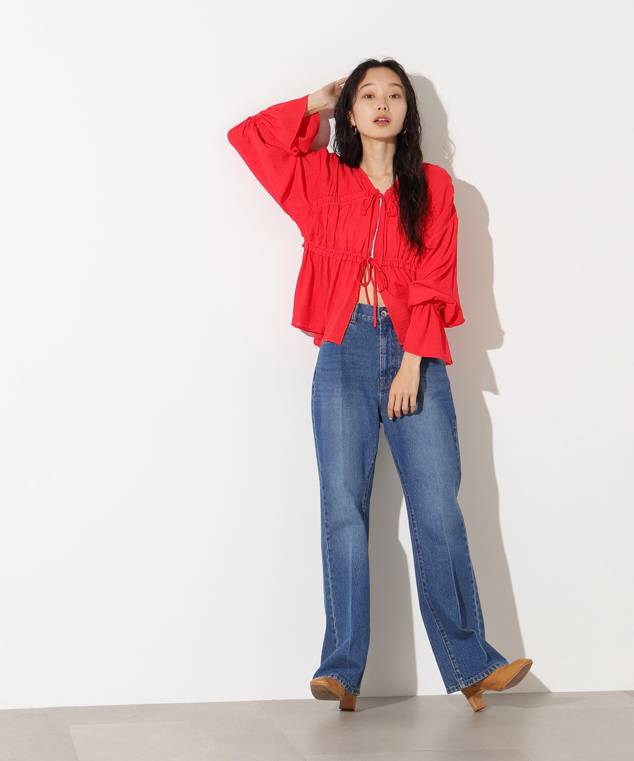 【岸本セシルさん着用】【小室安未さん着用】センタープレスフレアデニムパンツ