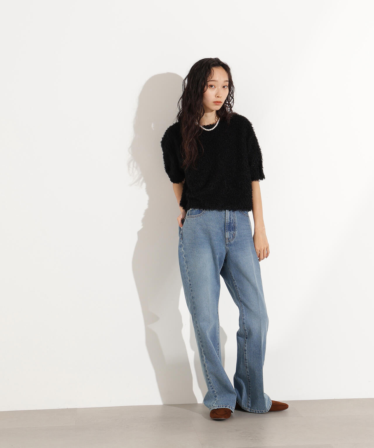 【岸本セシルさん着用】【小室安未さん着用】センタープレスフレアデニムパンツ