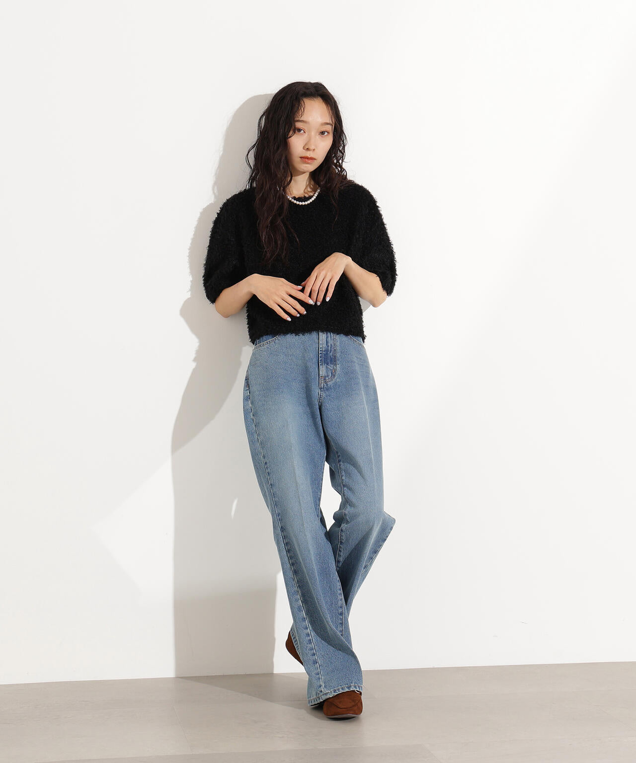 【岸本セシルさん着用】【小室安未さん着用】センタープレスフレアデニムパンツ