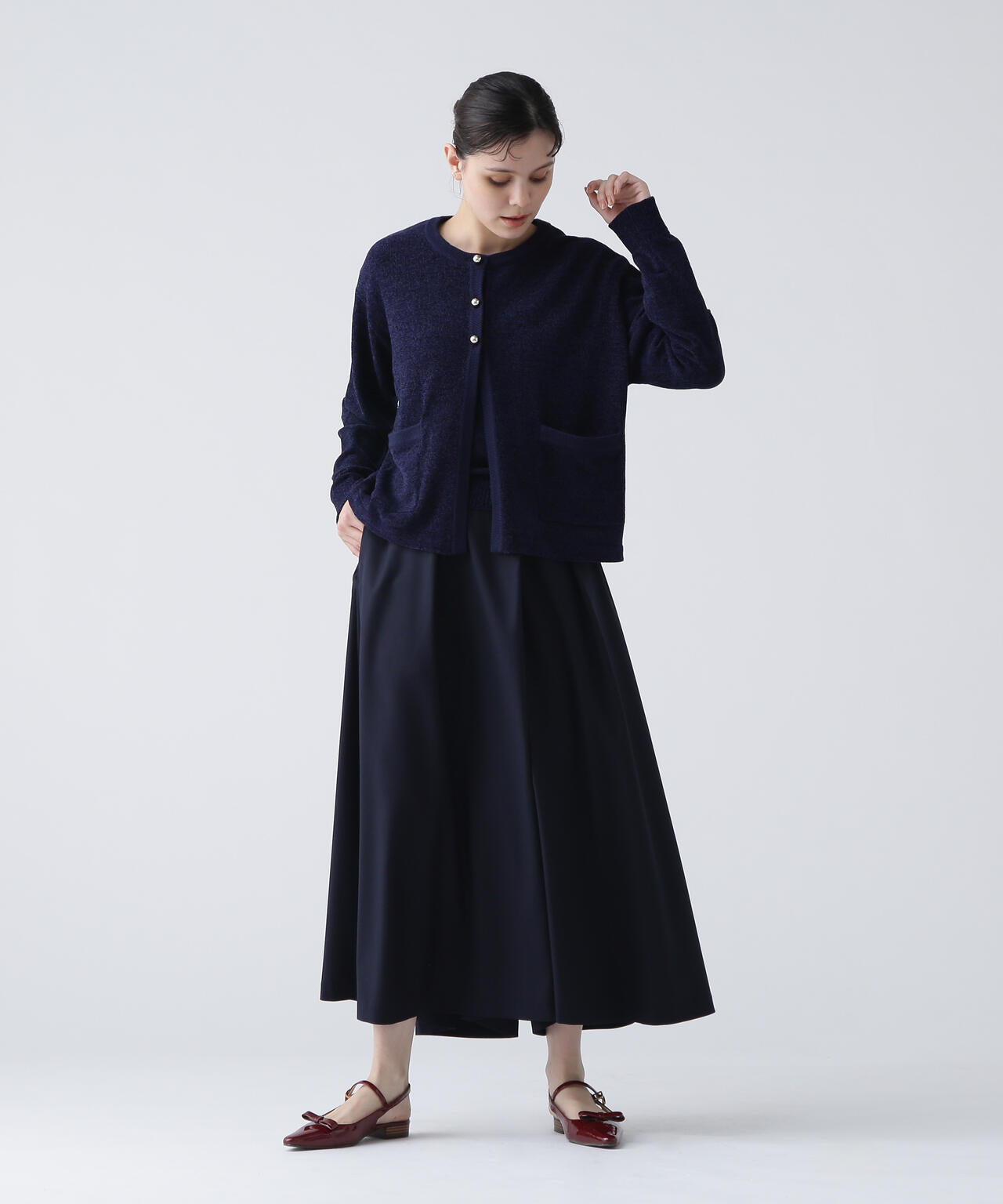 【365ユーティリティー】 洗えるスカート見えフレアパンツ