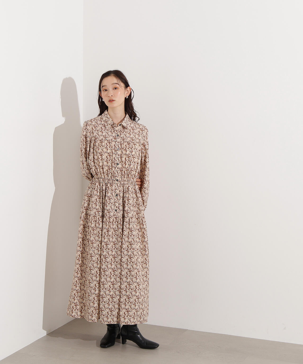 ヴィンテージフラワーシャツワンピース