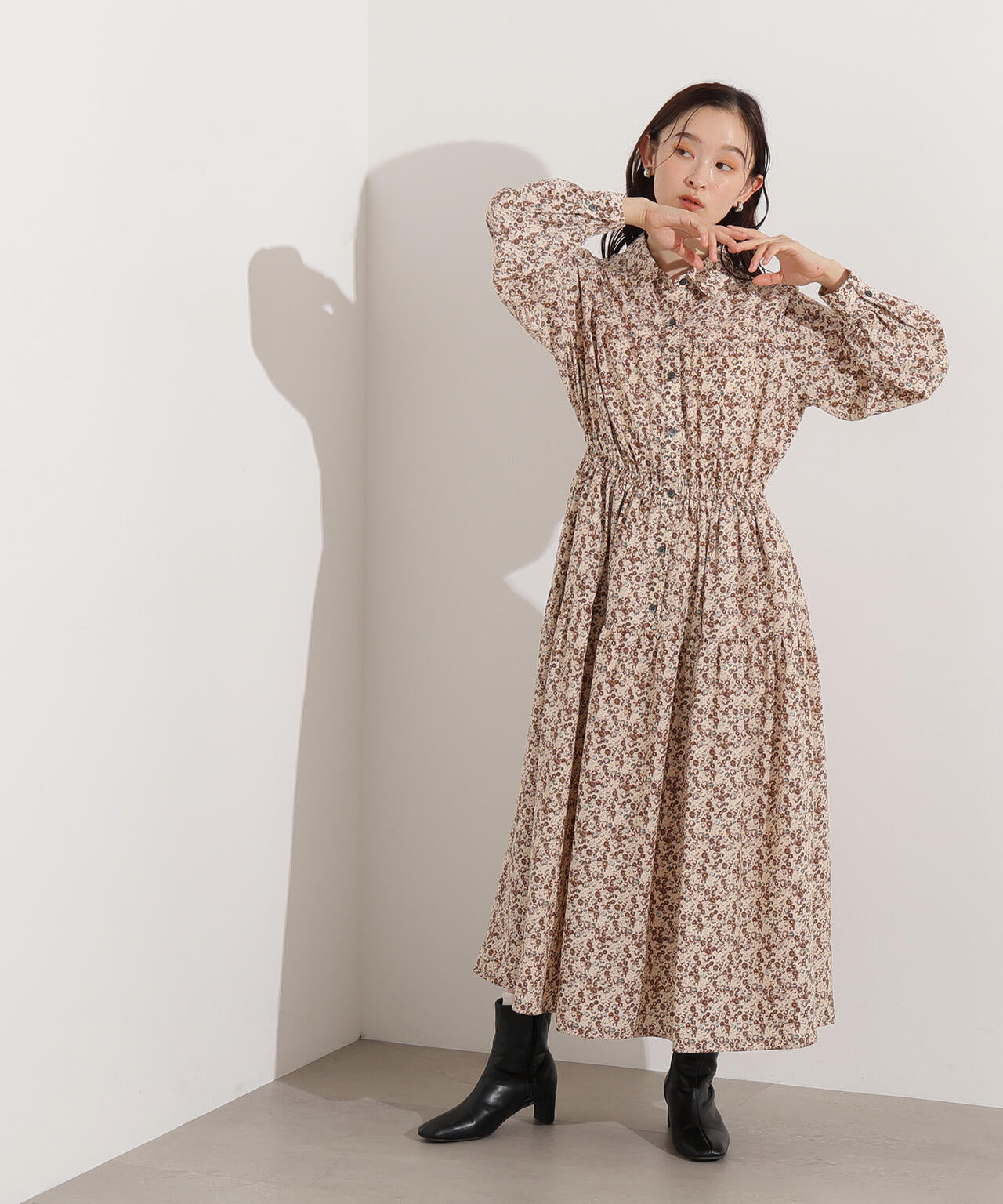 ヴィンテージフラワーシャツワンピース