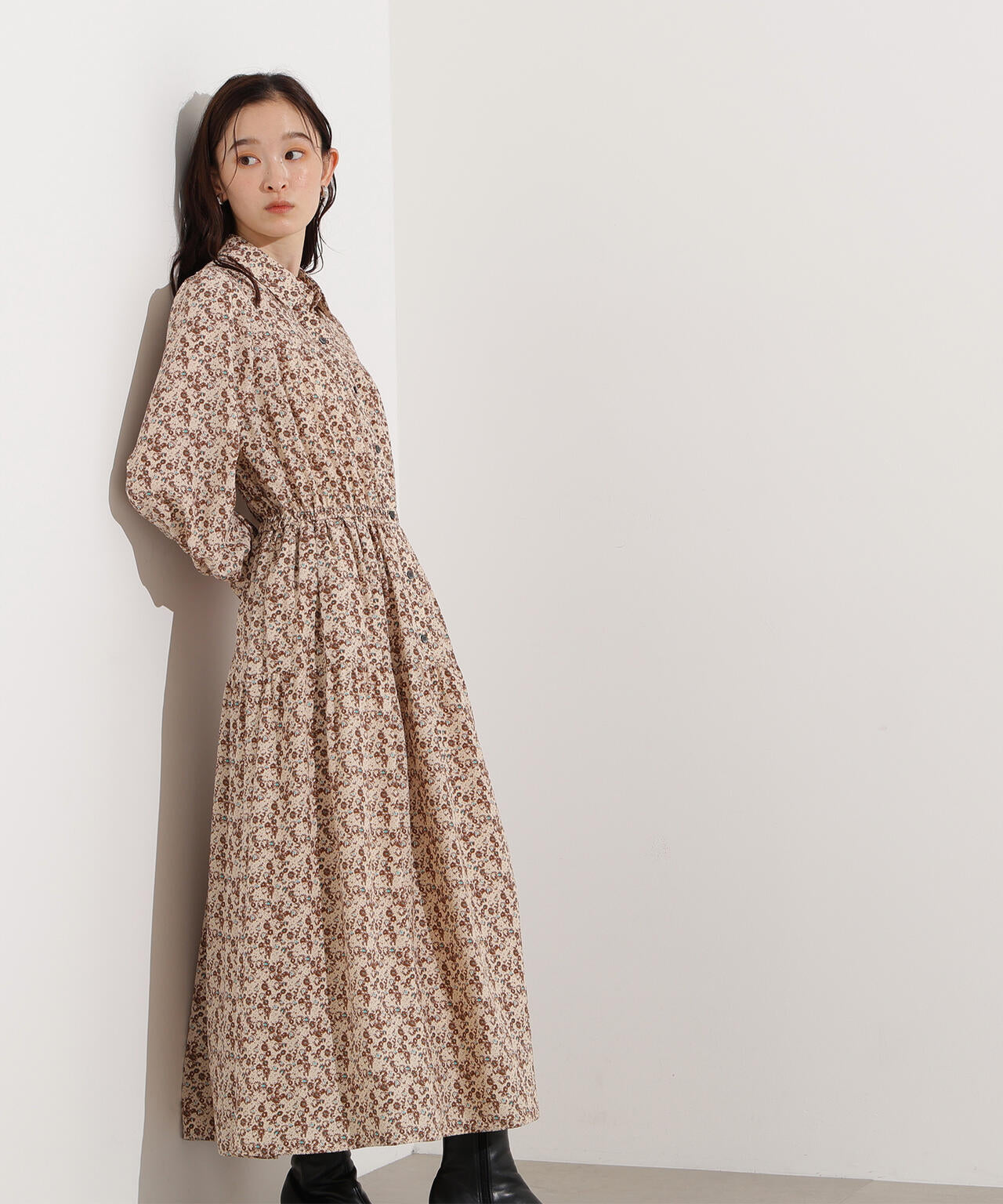 ヴィンテージフラワーシャツワンピース