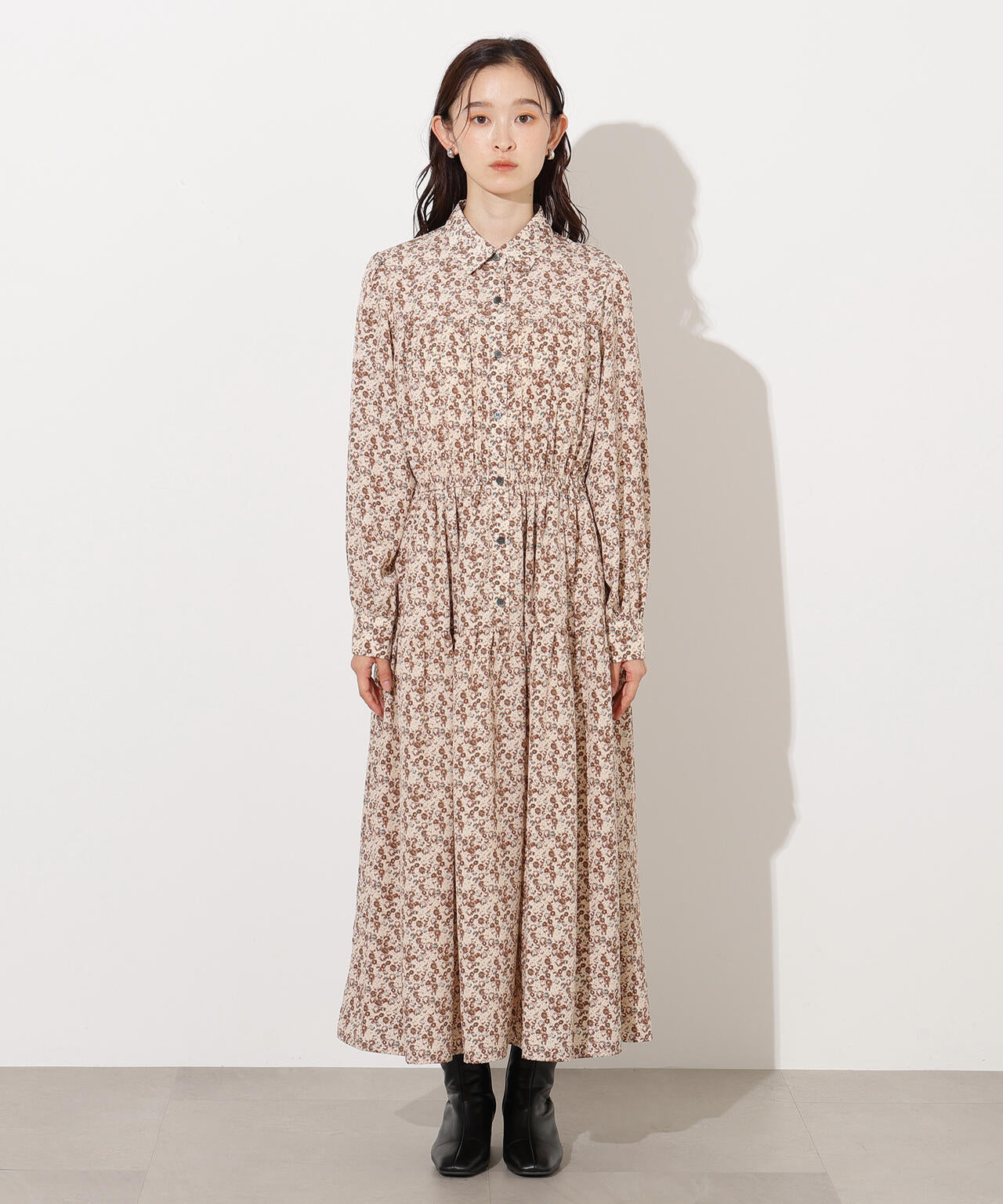 ヴィンテージフラワーシャツワンピース