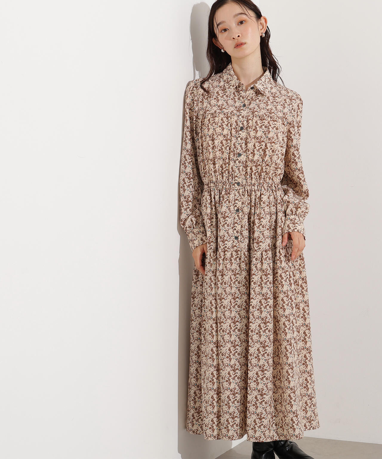 ヴィンテージフラワーシャツワンピース