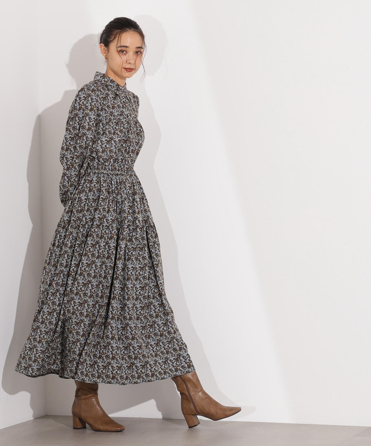 ヴィンテージフラワーシャツワンピース