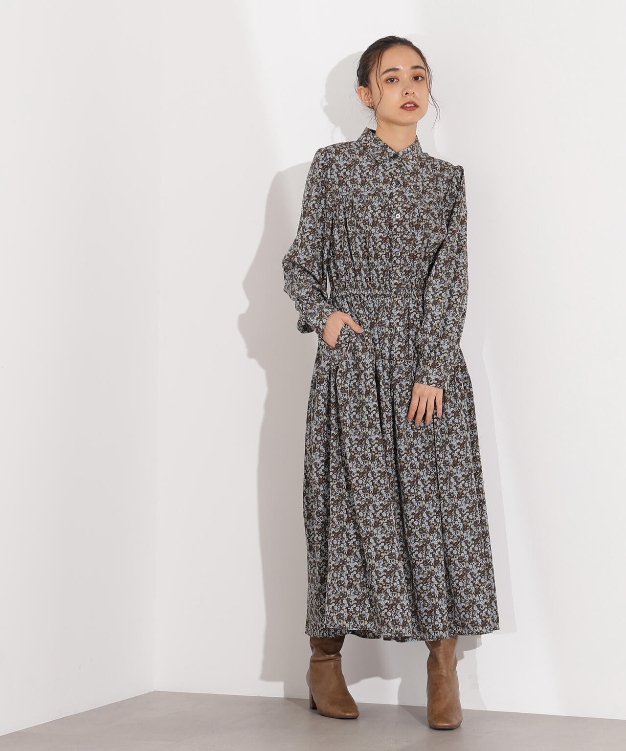 ヴィンテージフラワーシャツワンピース