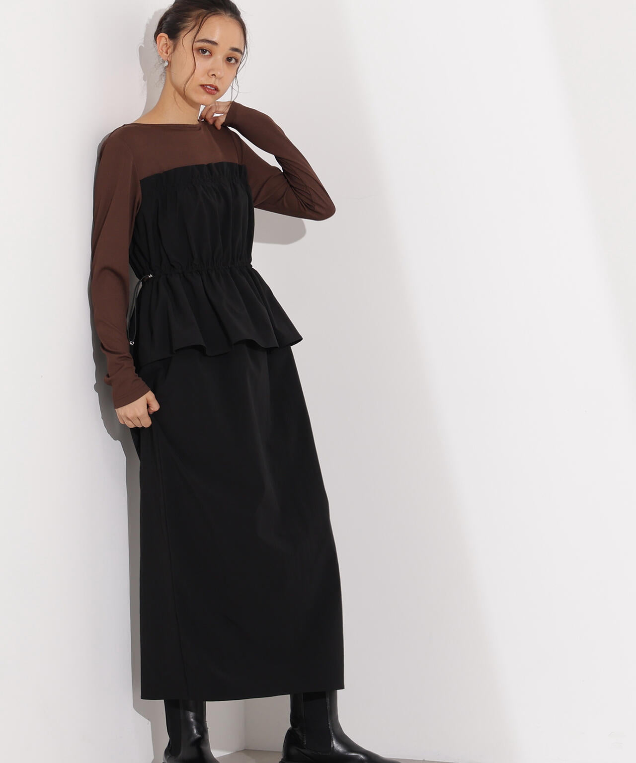 ワンピース ayano ドロストコードドッキングワンピース長袖 | N. Natural Beauty Basic