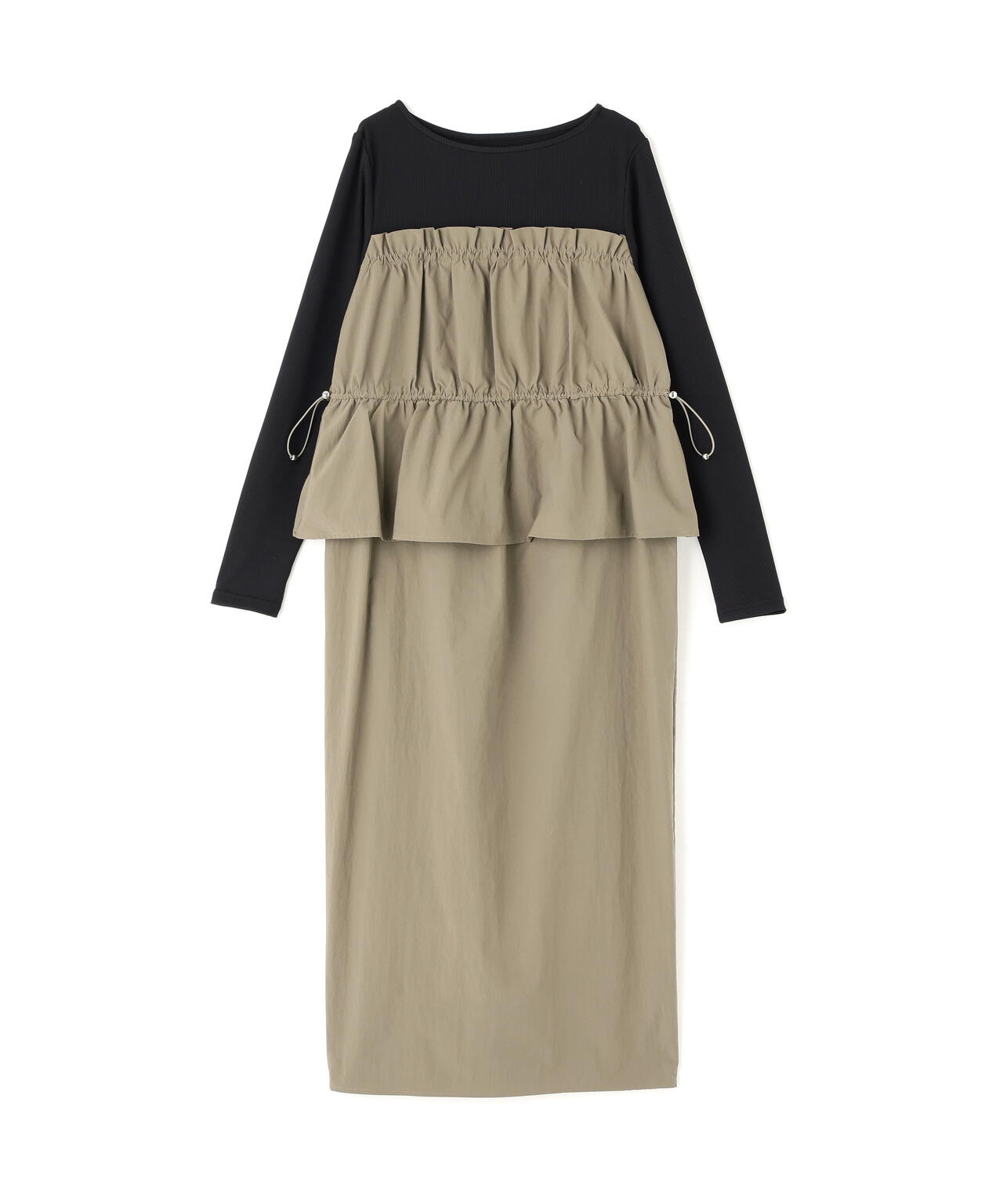 ドロストコードドッキングワンピース長袖