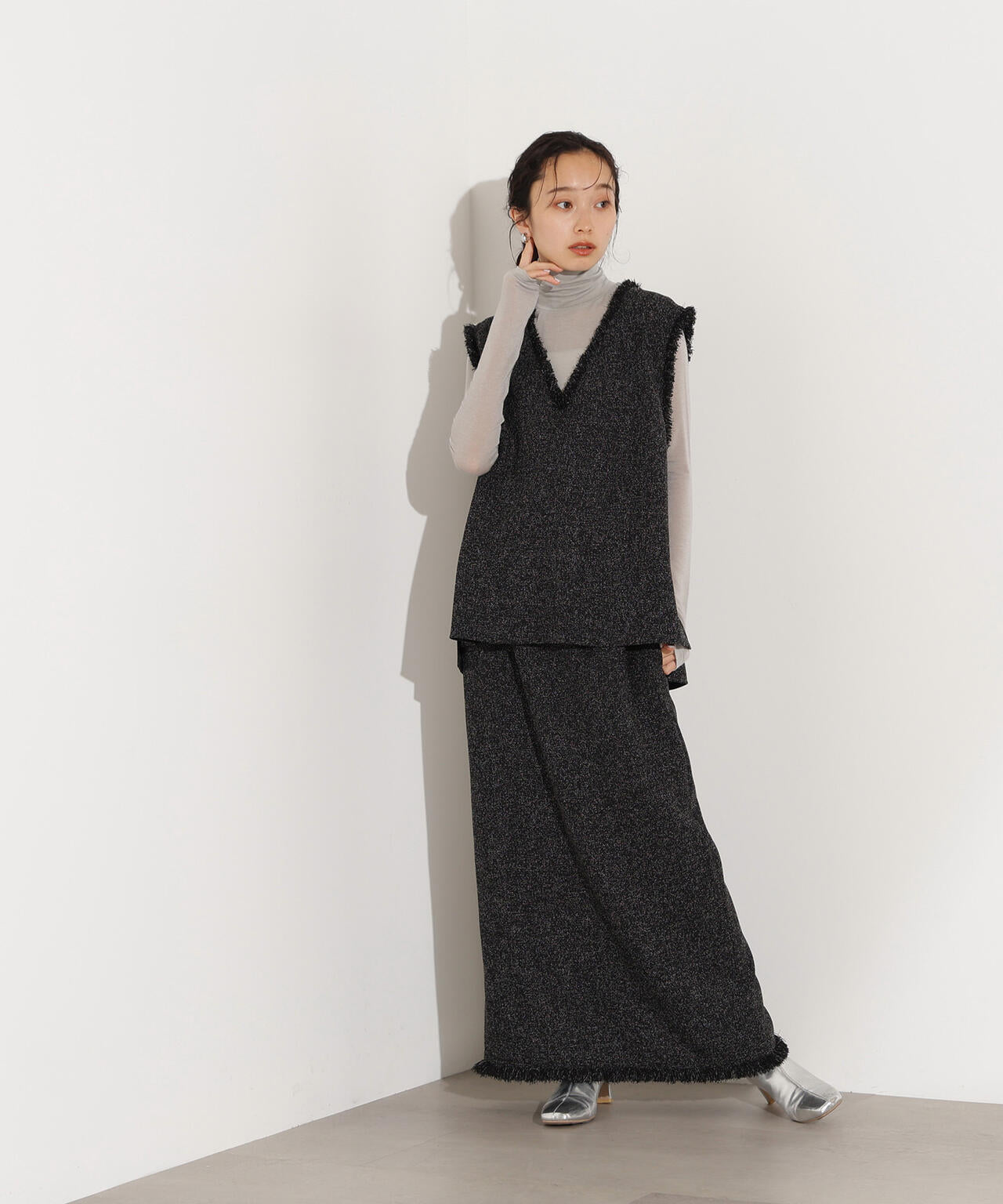 サマーツイードベスト＆スカート《ライトベージュ：official site