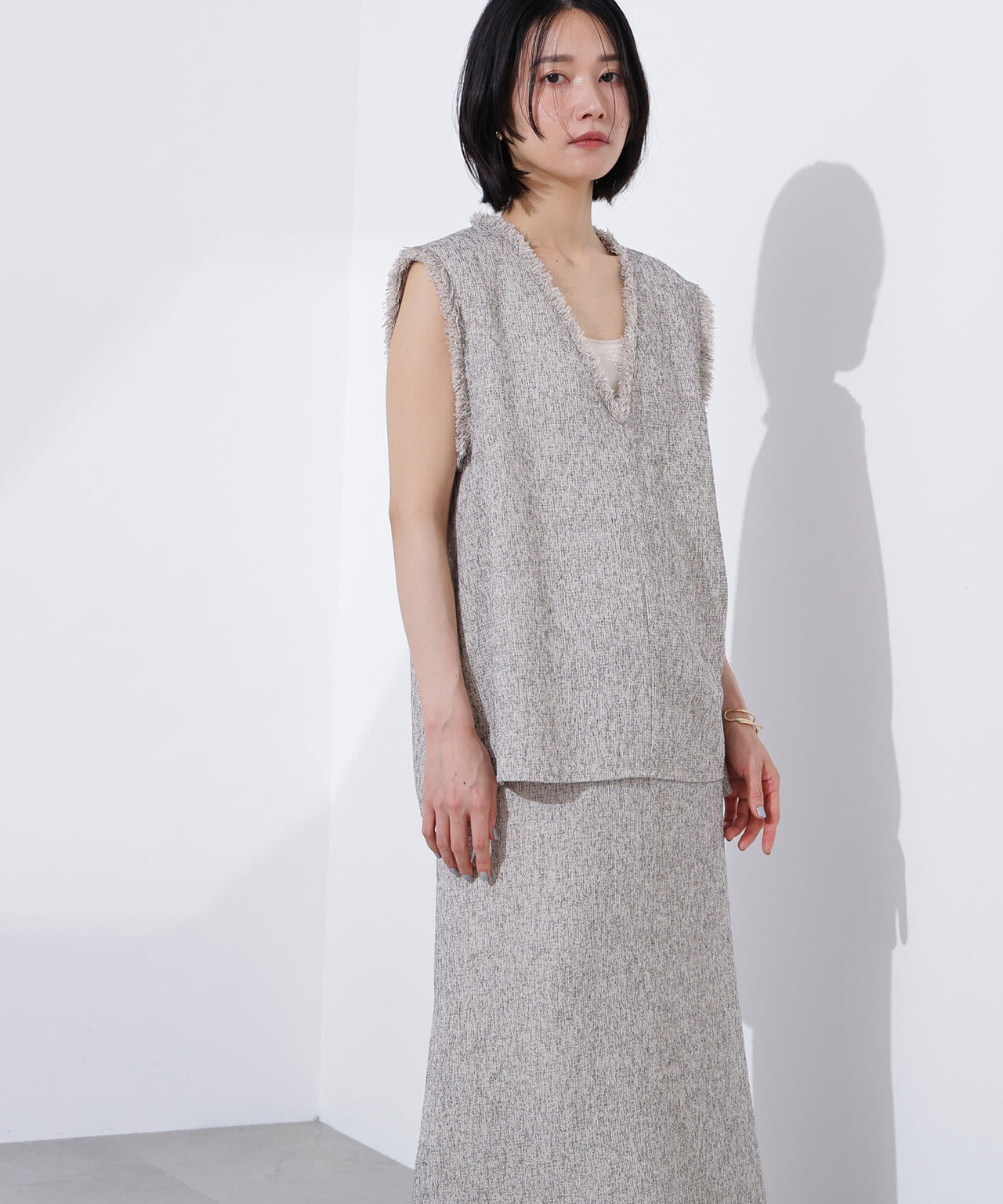 サマーツイードベスト＆スカート《ライトベージュ：official site