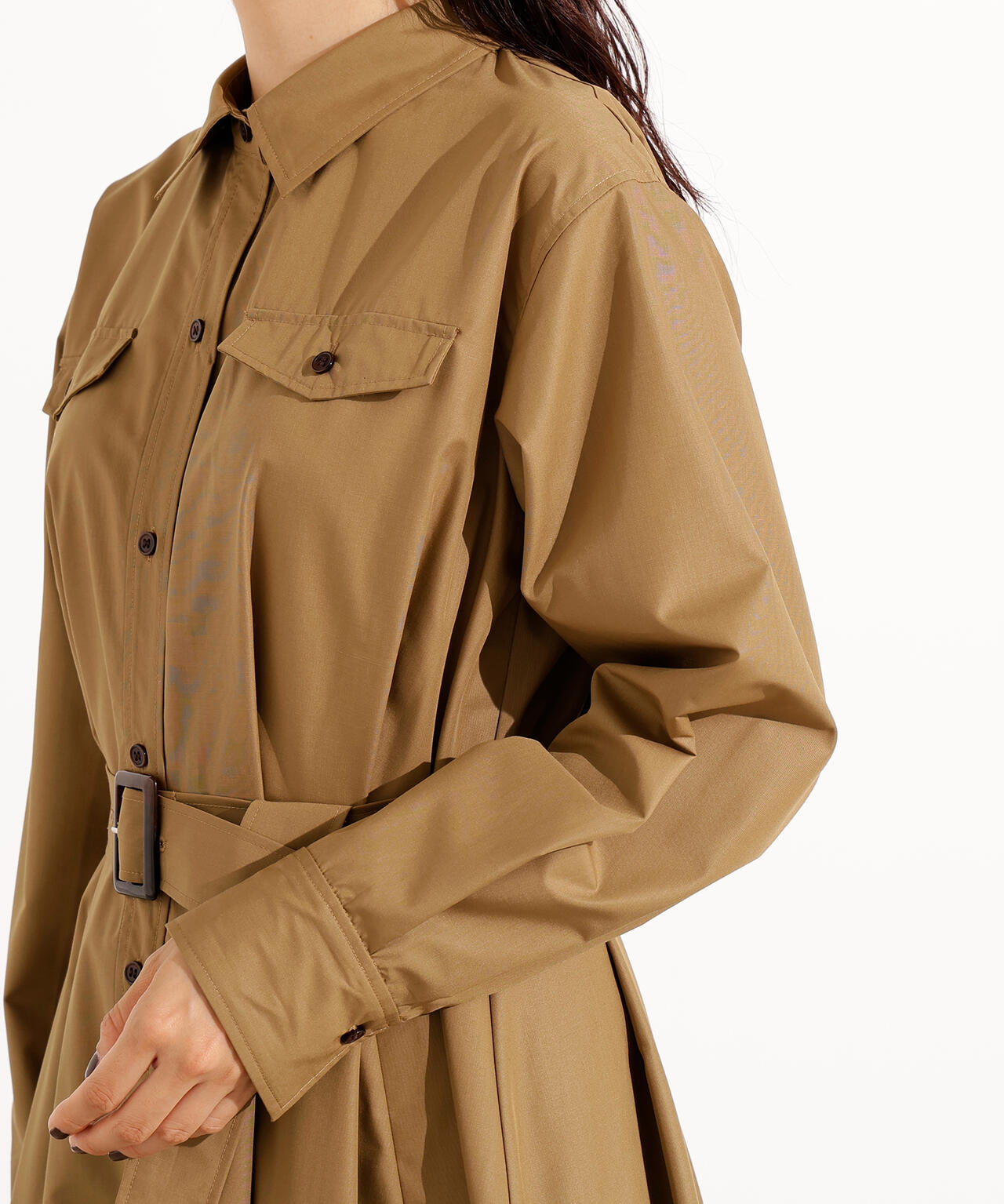 タック入りシャツワンピース