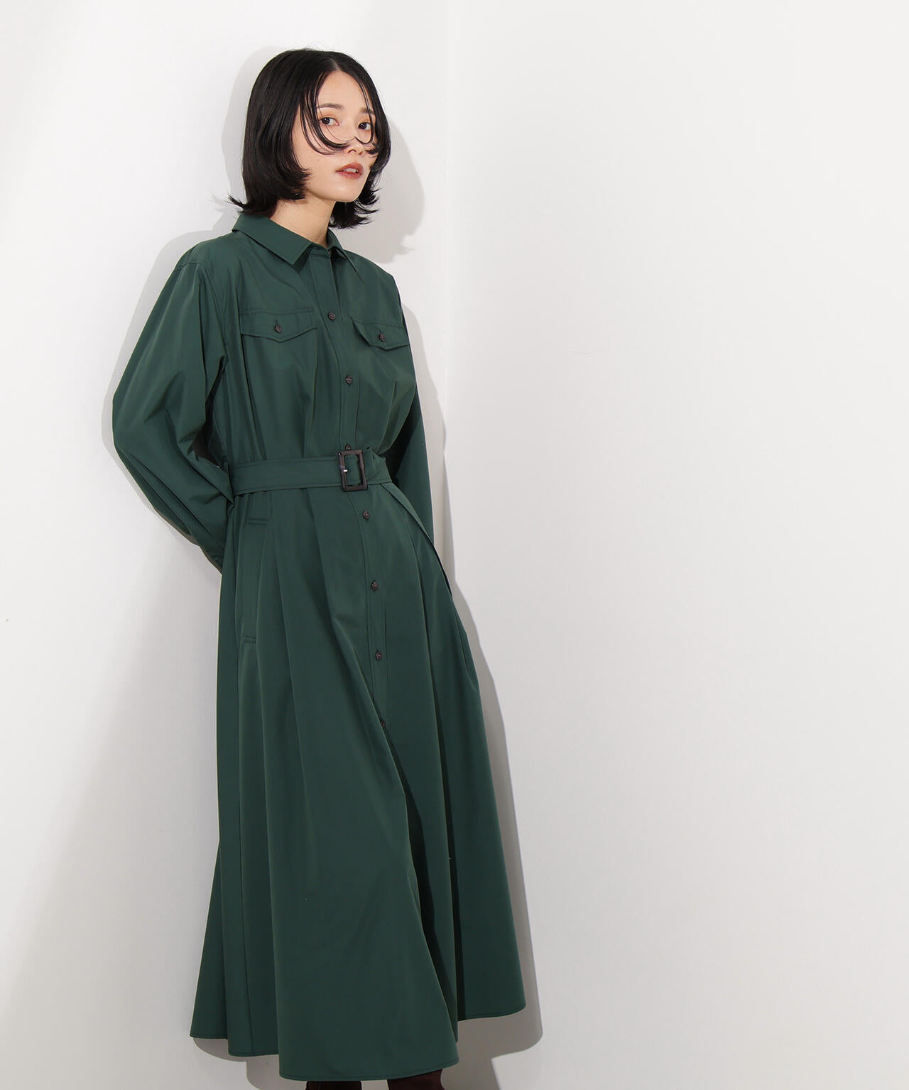 タック入りシャツワンピース