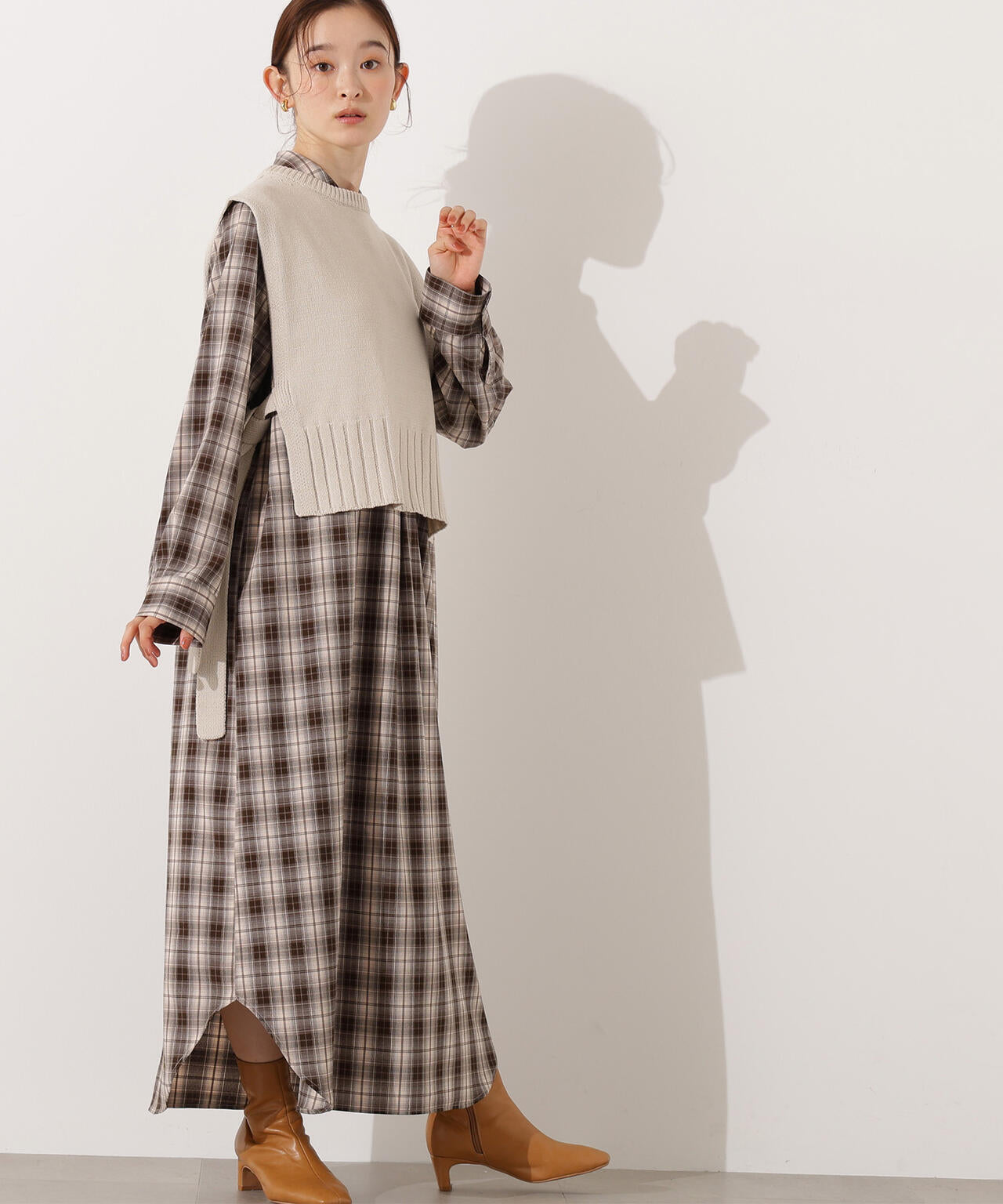 ニットベストセットチェックワンピース | N. Natural Beauty