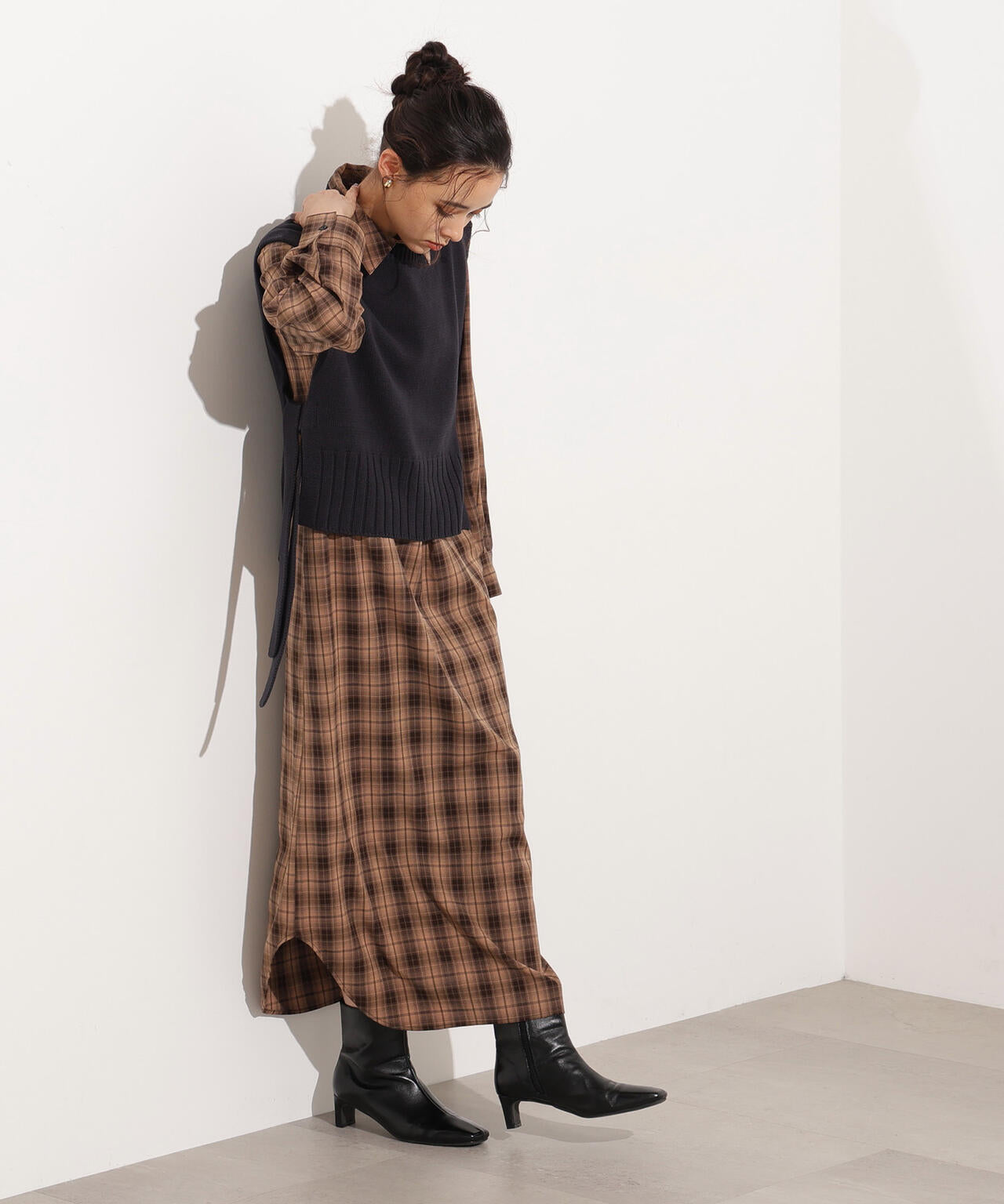 ニットベストセットチェックワンピース | N. Natural Beauty