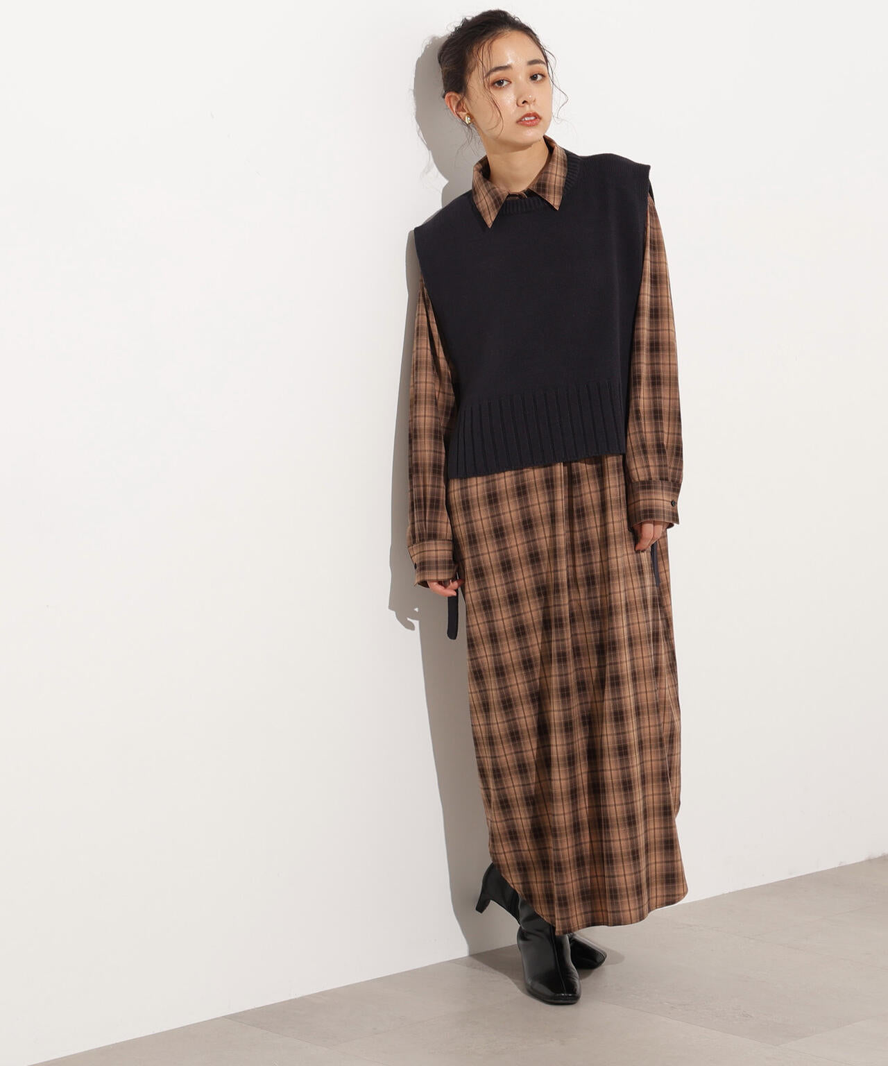 ニットベストセットチェックワンピース | N. Natural Beauty Basic