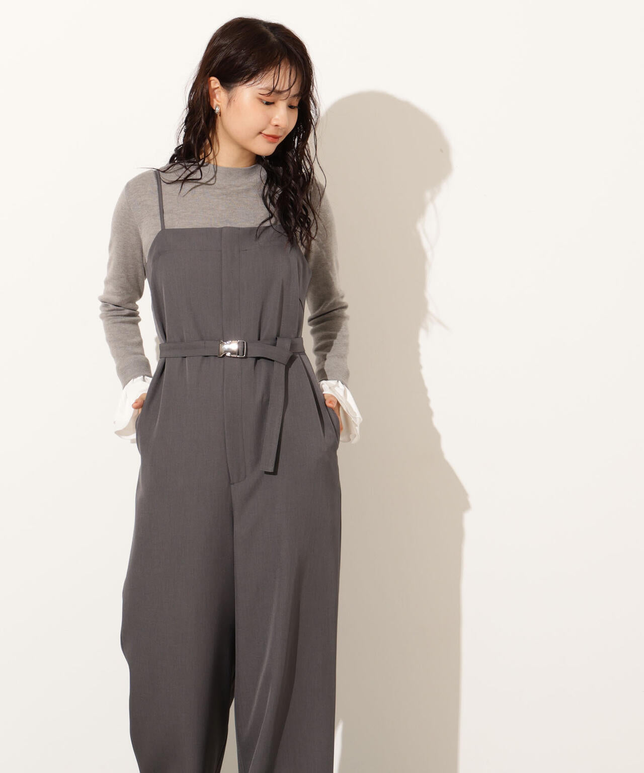 ベルト付きベアオールインワン