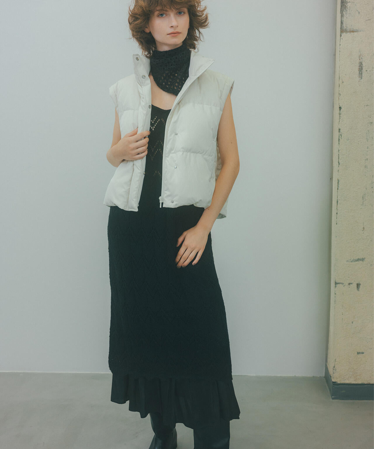 【岸本セシルさん着用】透かし編みニットキャミワンピース