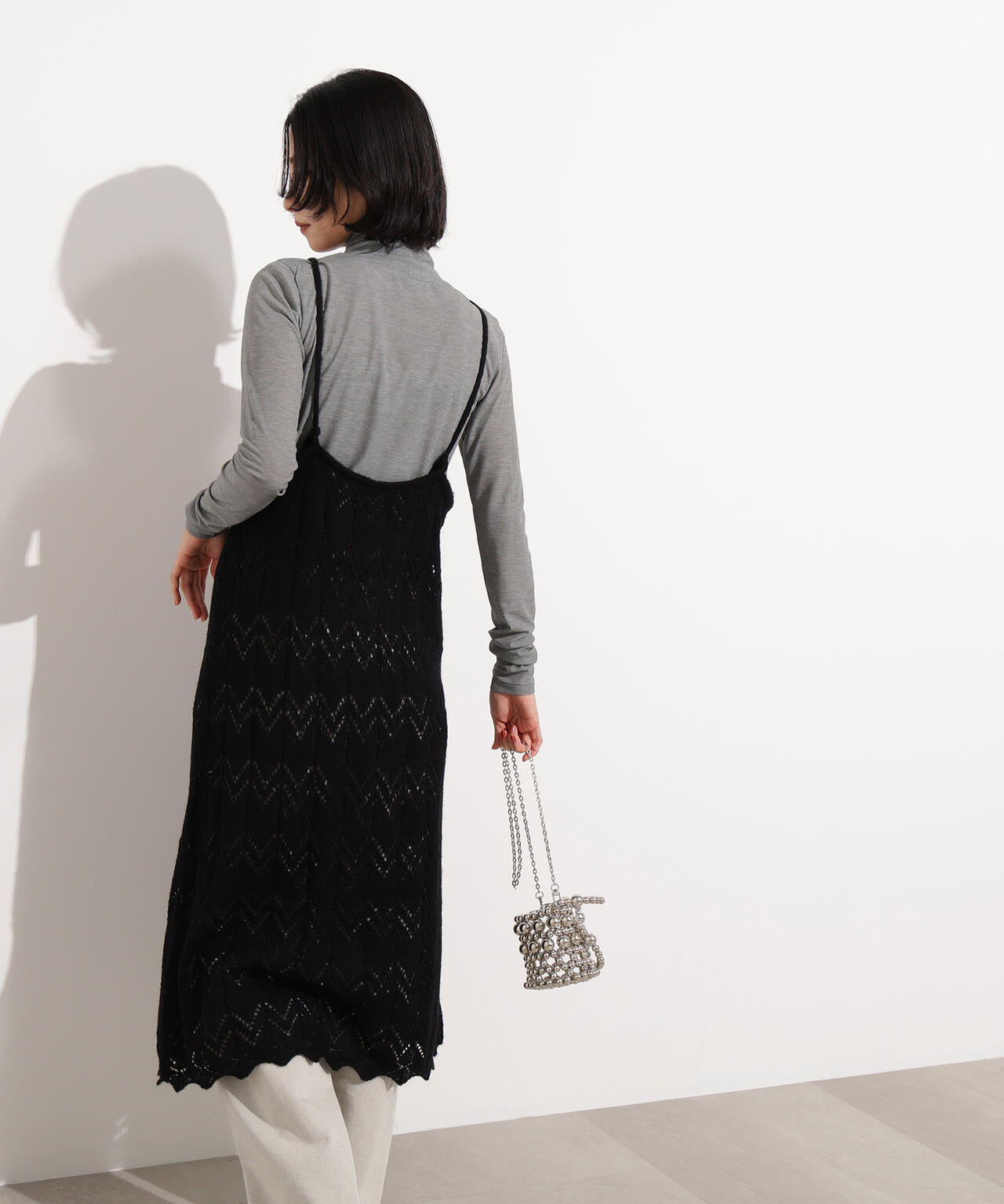 【岸本セシルさん着用】透かし編みニットキャミワンピース