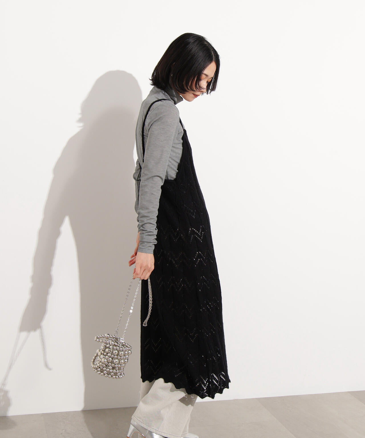 【岸本セシルさん着用】透かし編みニットキャミワンピース