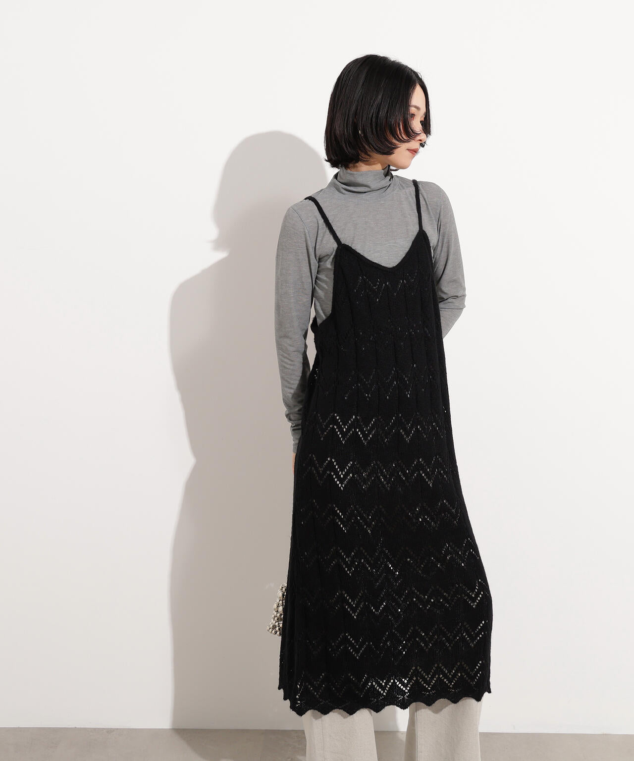 【岸本セシルさん着用】透かし編みニットキャミワンピース