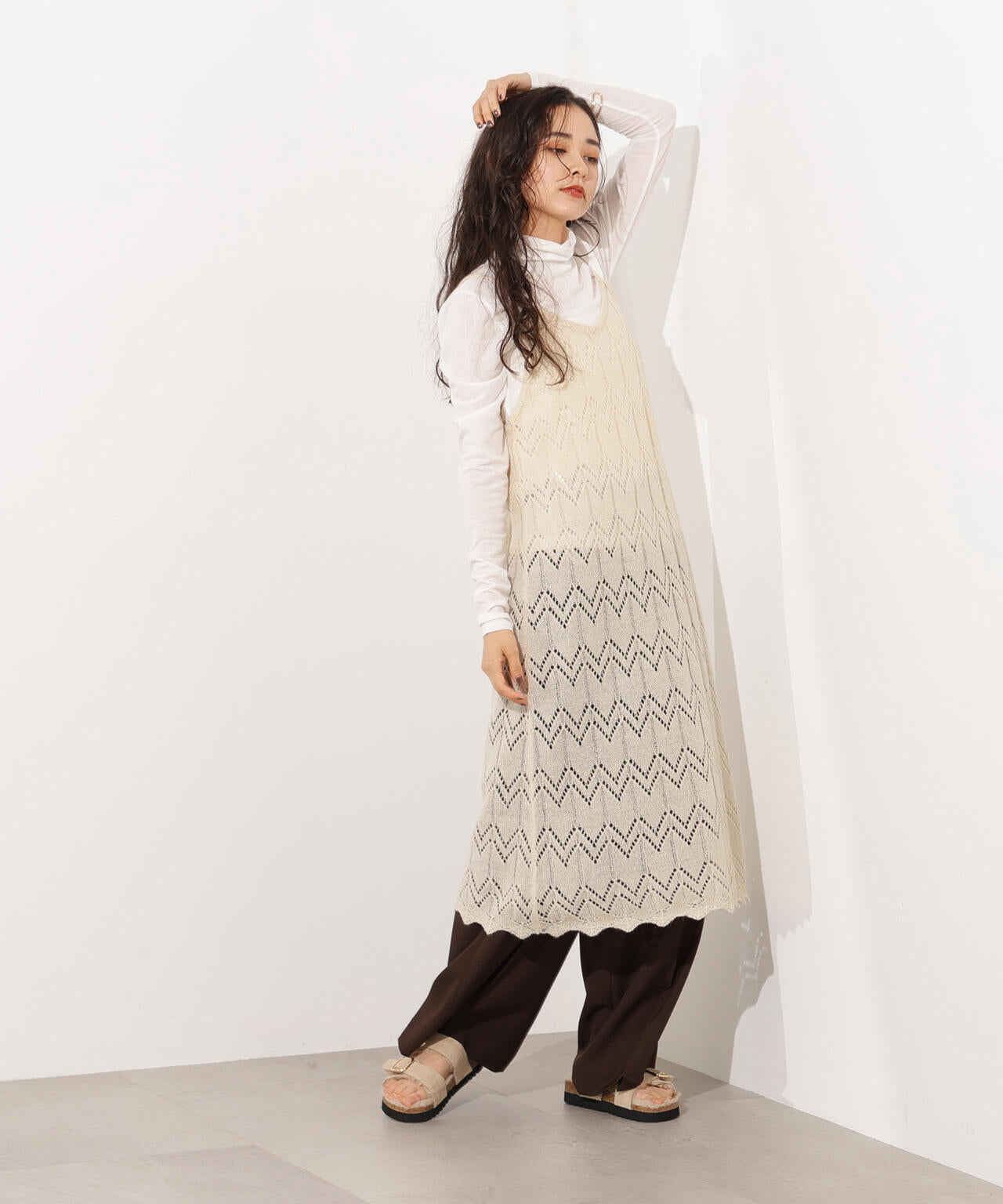 【岸本セシルさん着用】透かし編みニットキャミワンピース