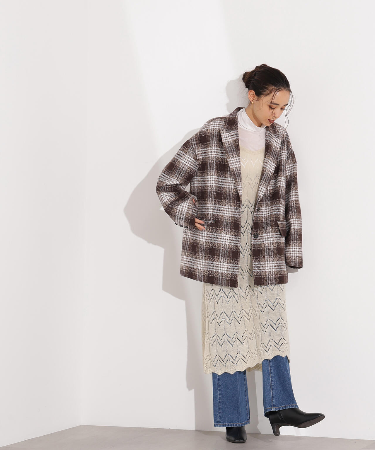 【岸本セシルさん着用】透かし編みニットキャミワンピース